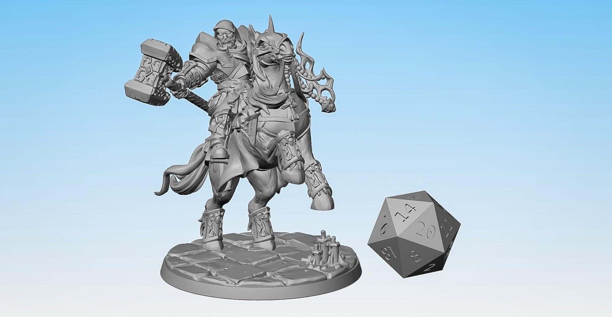 HEAVY CAVALRY (A) "Hammer & Incense" | Dungeons and Dragons | DnD | Pathfinder | Tabletop | RPG | Hero Size | 28 mm-Role Playing Miniatures