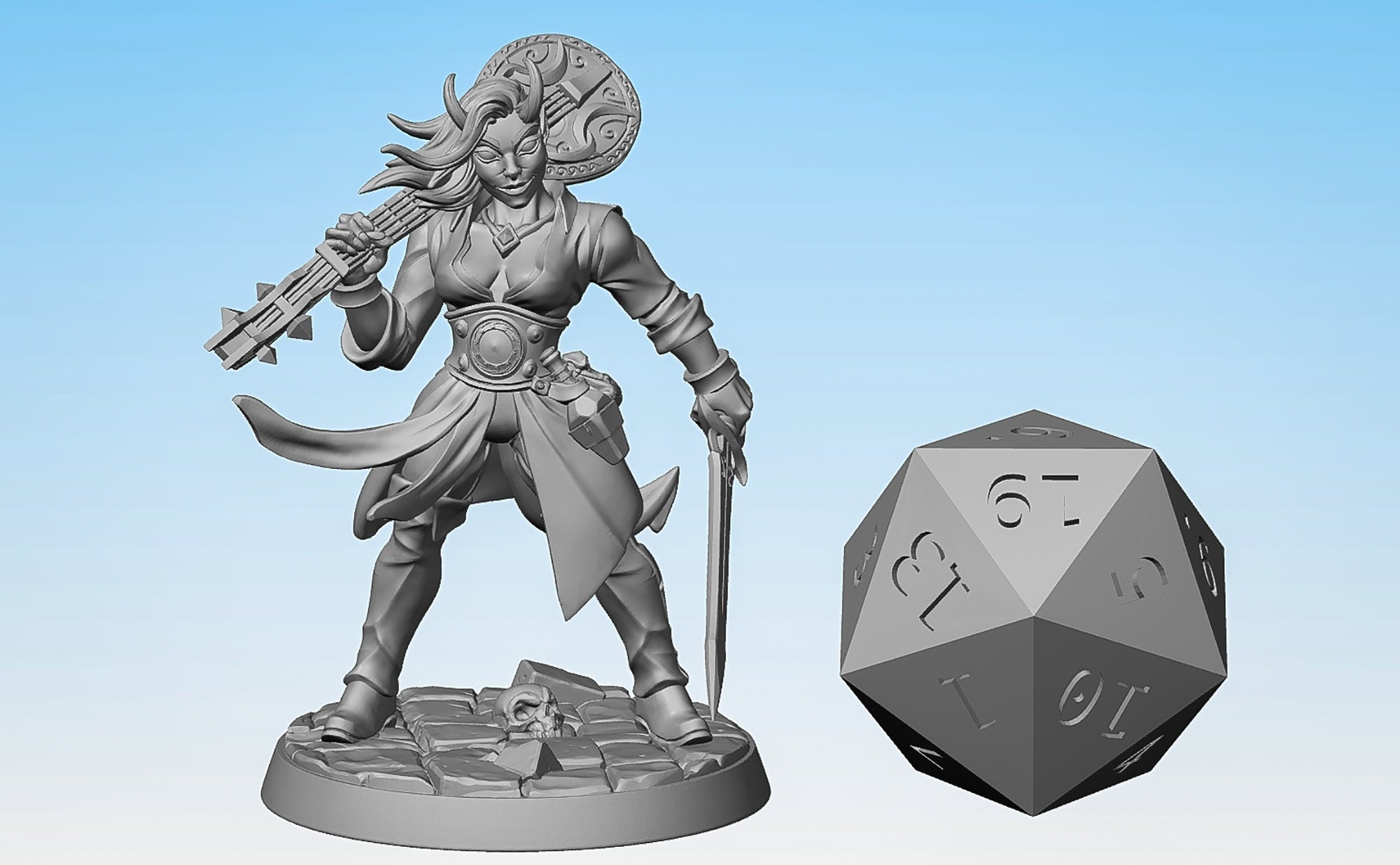 TIEFLING (f) Bard "Mezzalfiend Trickster E" | Dungeons and Dragons | DnD | Pathfinder | Tabletop | RPG | Hero Size | 28 mm-Role Playing Miniatures