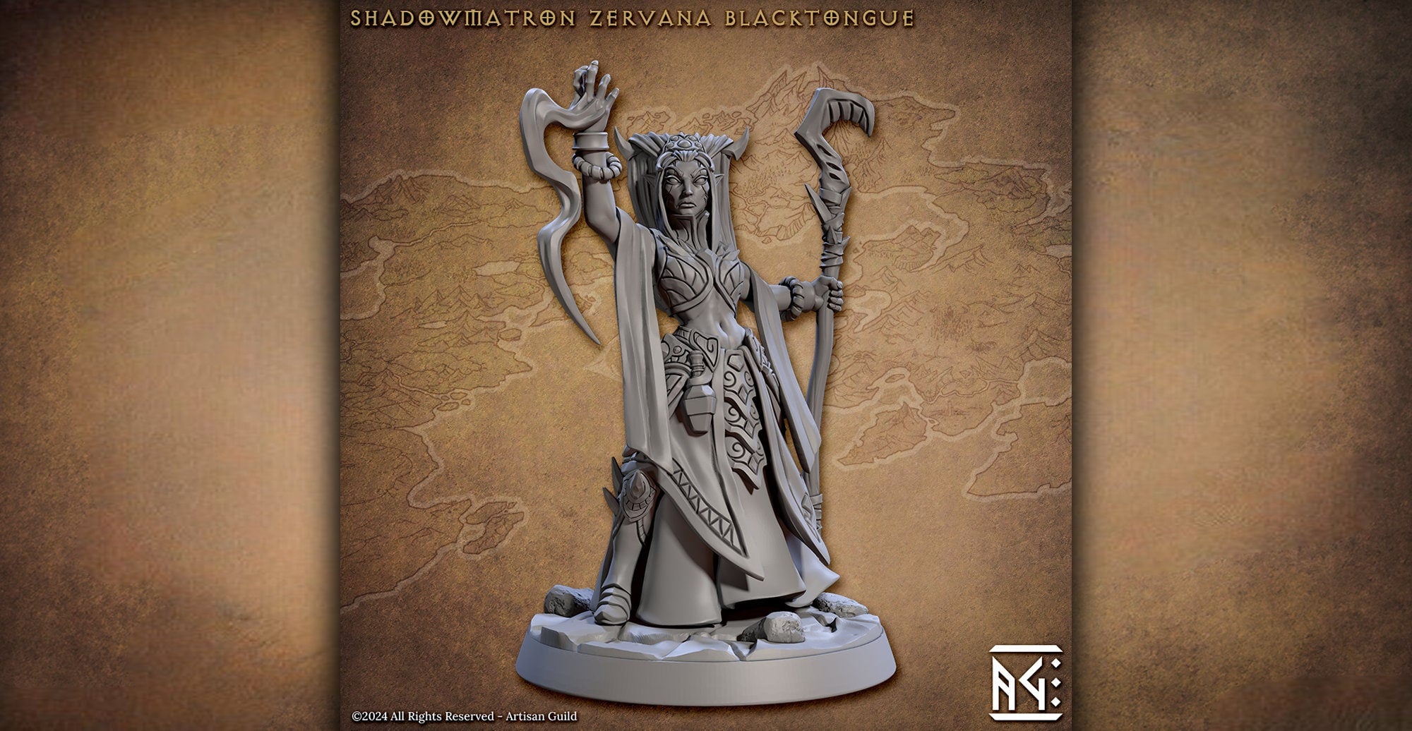 Elf Blacktongue Mage "Zervana" | Dungeons and Dragons | DnD 12K Print | Pathfinder | Tabletop | 28-32 mm | Wargaming-Role Playing Miniatures