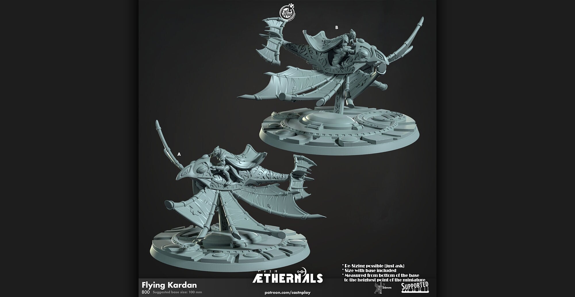 AETHERNALS "Flying Kardan" | DnD 12K | Wargaming | Dungeons and Dragons | Pathfinder | Tabletop | RPG | Scifi | 28-32 mm-Role Playing Miniatures