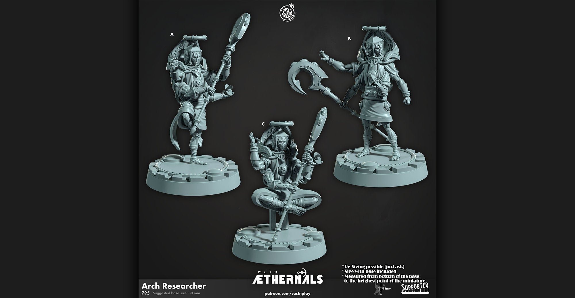 AETHERNALS "Arch Researcher" | DnD 12K | Wargaming | Dungeons and Dragons | Pathfinder | Tabletop | RPG | Scifi | 28-32 mm-Role Playing Miniatures