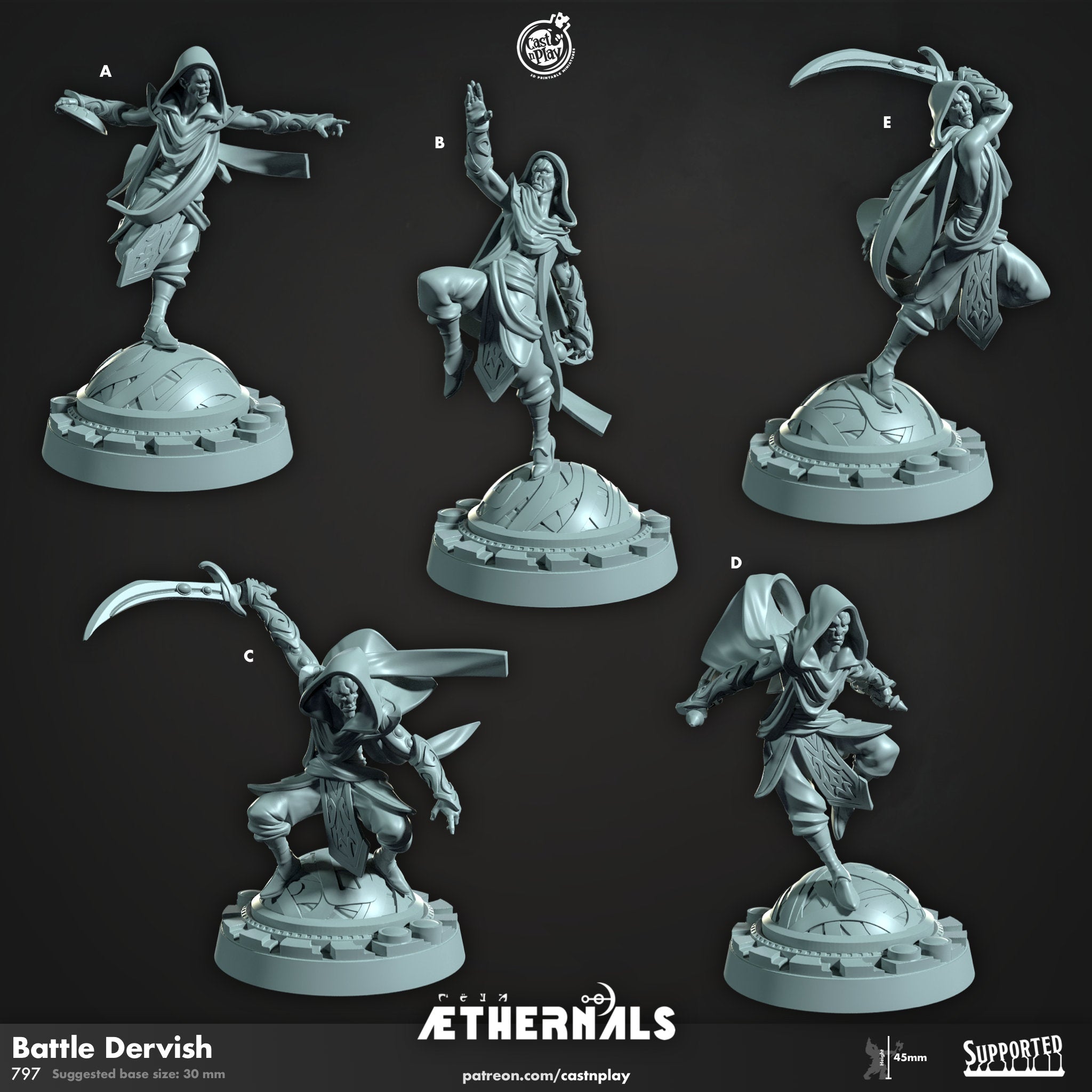 AETHERNALS "Battle Dervish" | DnD 12K | Wargaming | Dungeons and Dragons | Pathfinder | Tabletop | RPG | Scifi | 28-32 mm-Role Playing Miniatures