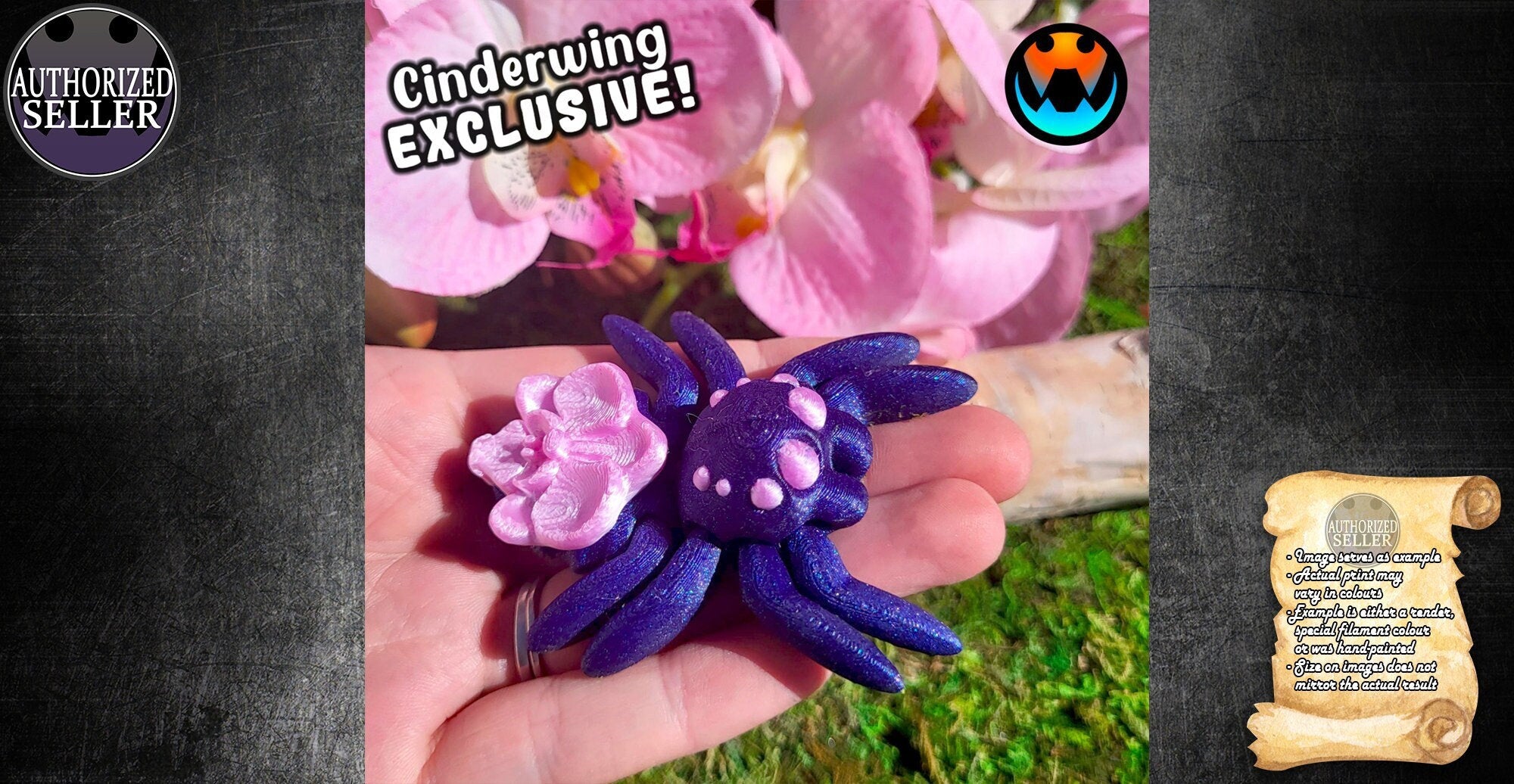 Orchid Flower Tiny Spider | ARTICULATED TOY | Toys | Fidget Toy | Accessoire | Collectible | Kids Toy | 3D Print | Made in Germany-Toys