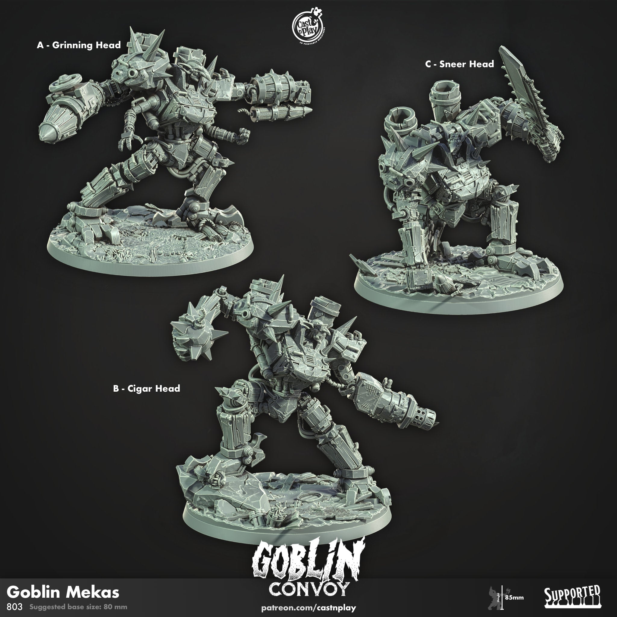 Goblin Mekas | DnD 12K | Wargaming | Dungeons and Dragons | Pathfinder | Tabletop | RPG | Scifi | 28-32 mm-Role Playing Miniatures