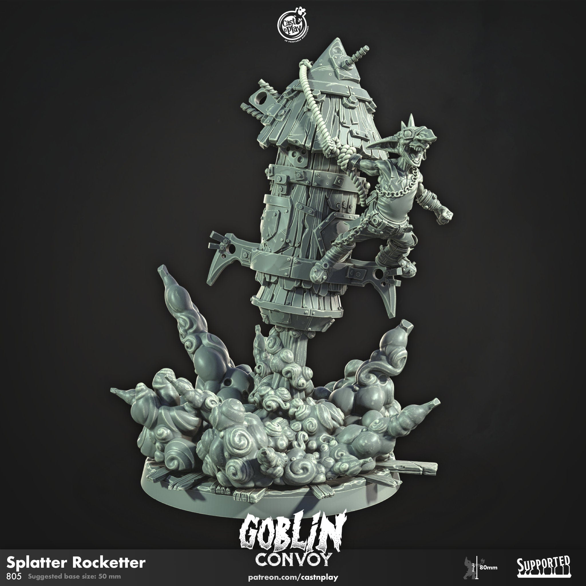 Goblin Splatter Rocketter | DnD 12K | Wargaming | Dungeons and Dragons | Pathfinder | Tabletop | RPG | Scifi | 28-32 mm-Role Playing Miniatures