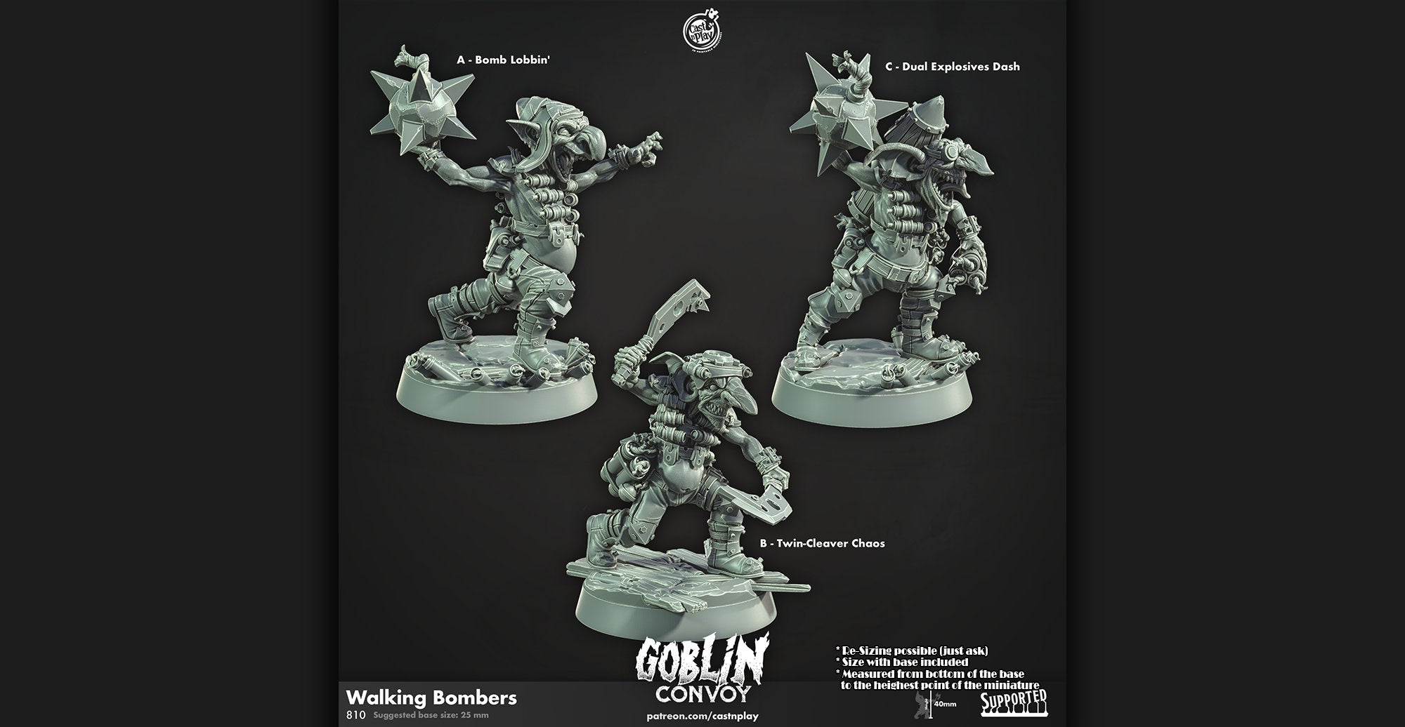 Goblin Walking Bombers | DnD 12K | Wargaming | Dungeons and Dragons | Pathfinder | Tabletop | RPG | Scifi | 28-32 mm-Role Playing Miniatures