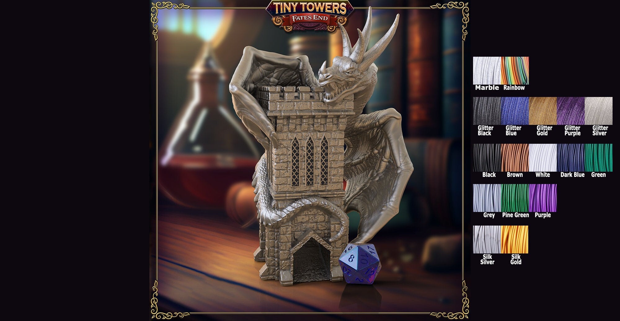 Tiny Dice Tower "Wyvern" | Dungeons & Dragons | Gaming Accessoires | Tabletop | DnD | RPG | Fantasy | ttrpg | Roleplaying | Wargaming-Role Playing Games