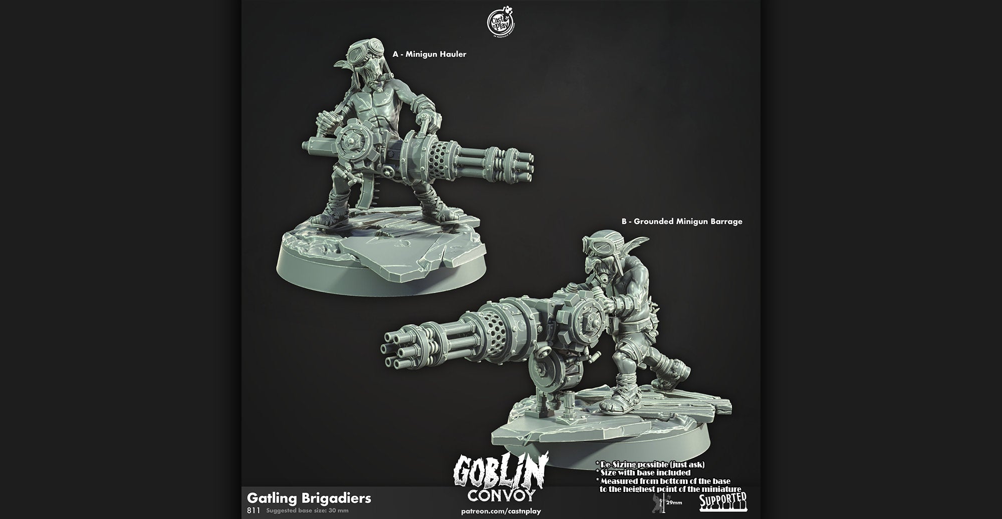Goblin Gatling Brigadiers | DnD 12K | Wargaming | Dungeons and Dragons | Pathfinder | Tabletop | RPG | Scifi | 28-32 mm-Role Playing Miniatures