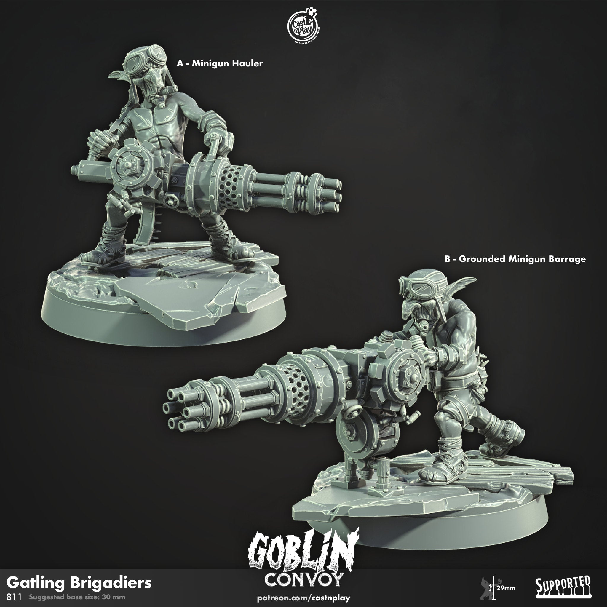 Goblin Gatling Brigadiers | DnD 12K | Wargaming | Dungeons and Dragons | Pathfinder | Tabletop | RPG | Scifi | 28-32 mm-Role Playing Miniatures