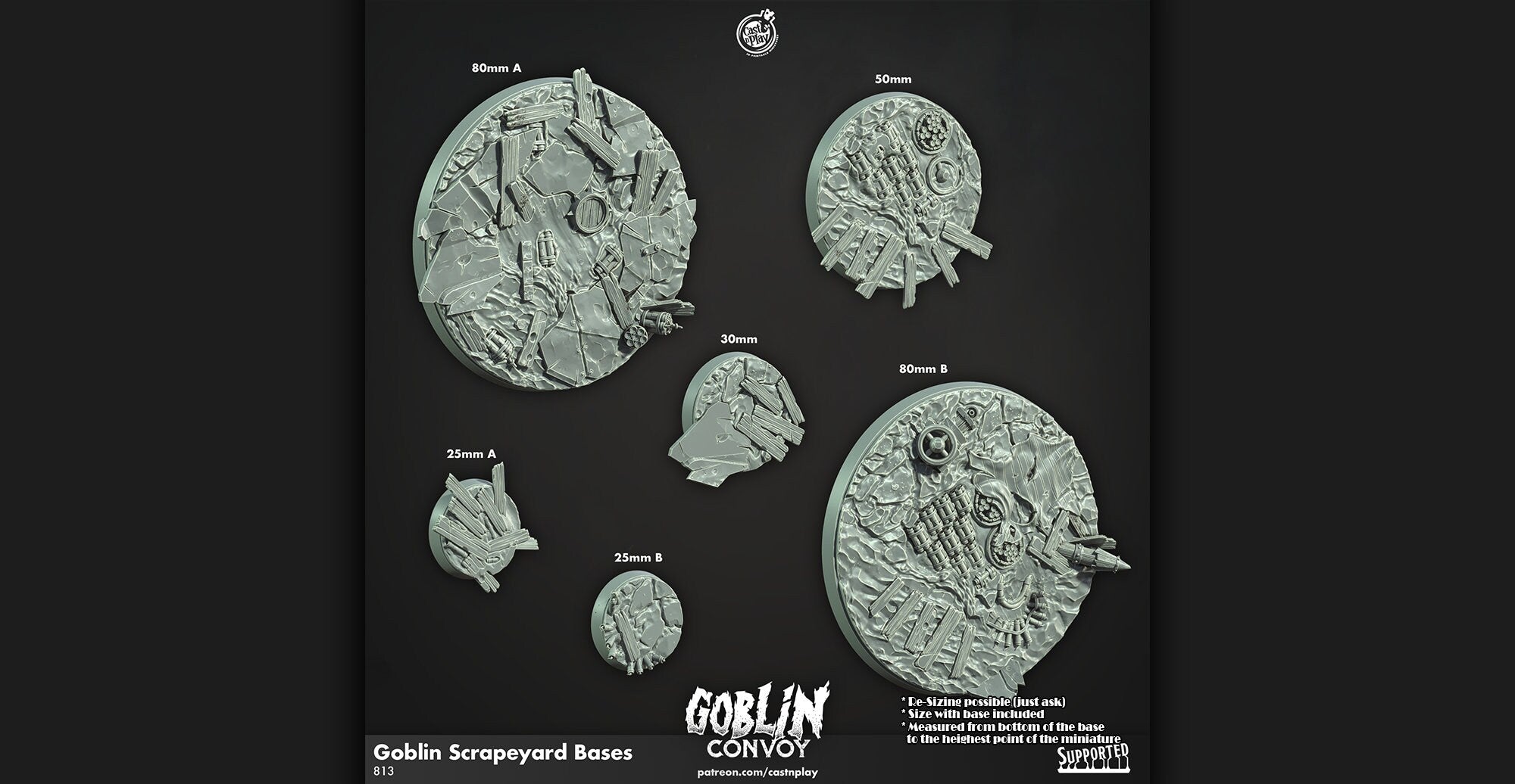 Bases "Goblin Scrapeyard Bases" | DnD 12K | Wargaming | Dungeons and Dragons | Pathfinder | Tabletop | RPG | 28-32 mm-Role Playing Miniatures