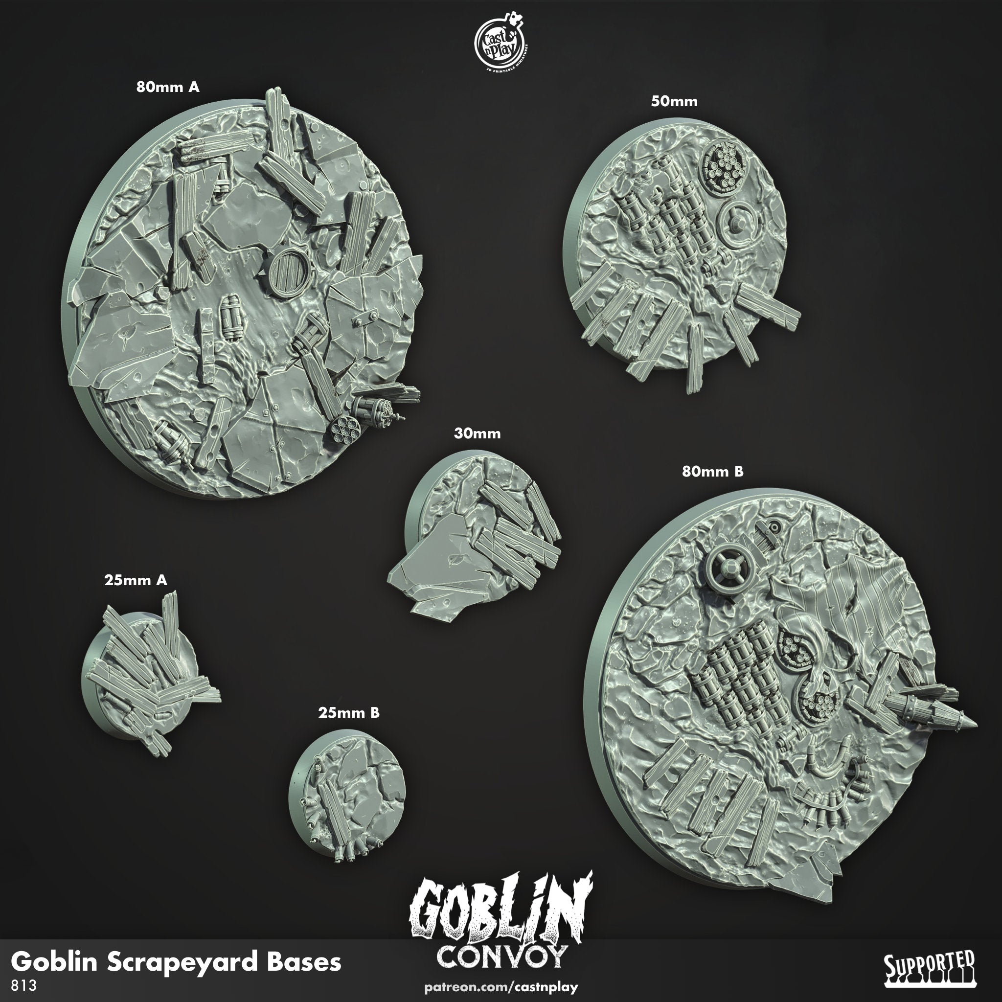 Bases "Goblin Scrapeyard Bases" | DnD 12K | Wargaming | Dungeons and Dragons | Pathfinder | Tabletop | RPG | 28-32 mm-Role Playing Miniatures