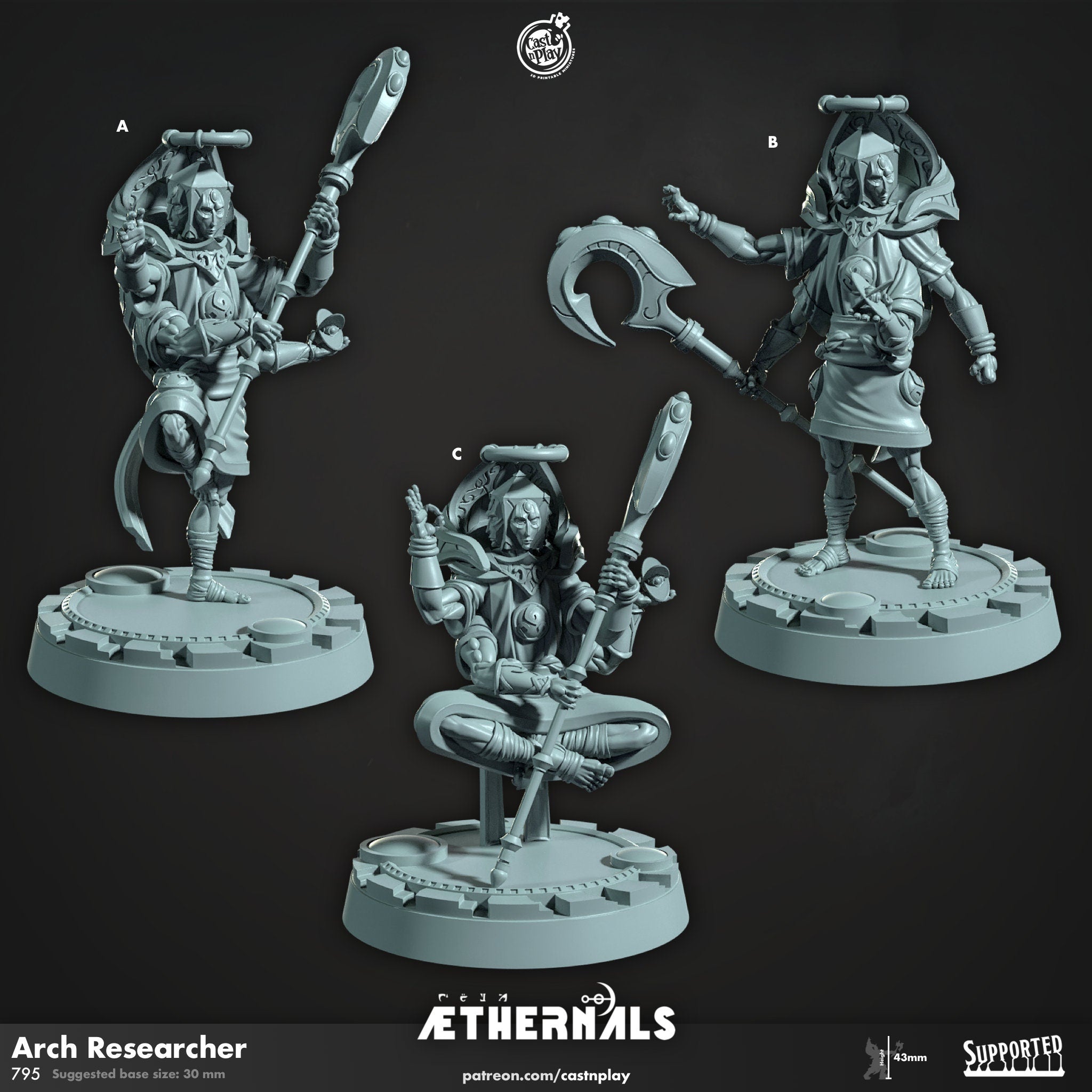 AETHERNALS "Arch Researcher" | DnD 12K | Wargaming | Dungeons and Dragons | Pathfinder | Tabletop | RPG | Scifi | 28-32 mm-Role Playing Miniatures