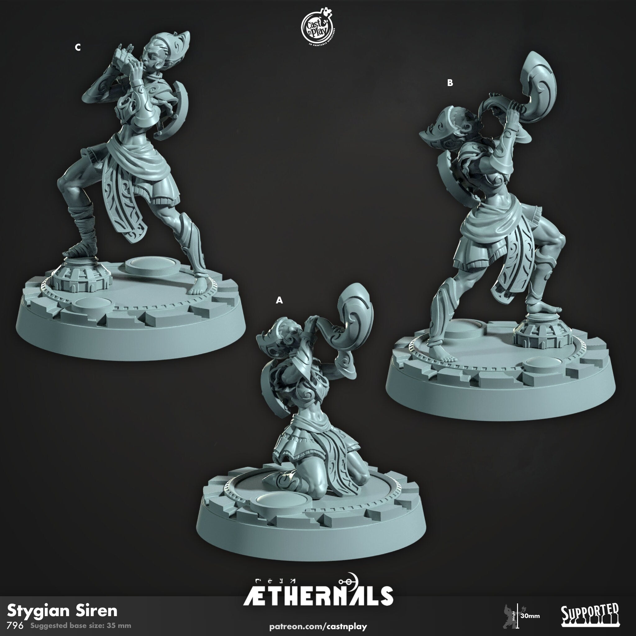 AETHERNALS "Stygian Siren" | DnD 12K | Wargaming | Dungeons and Dragons | Pathfinder | Tabletop | RPG | Scifi | 28-32 mm-Role Playing Miniatures
