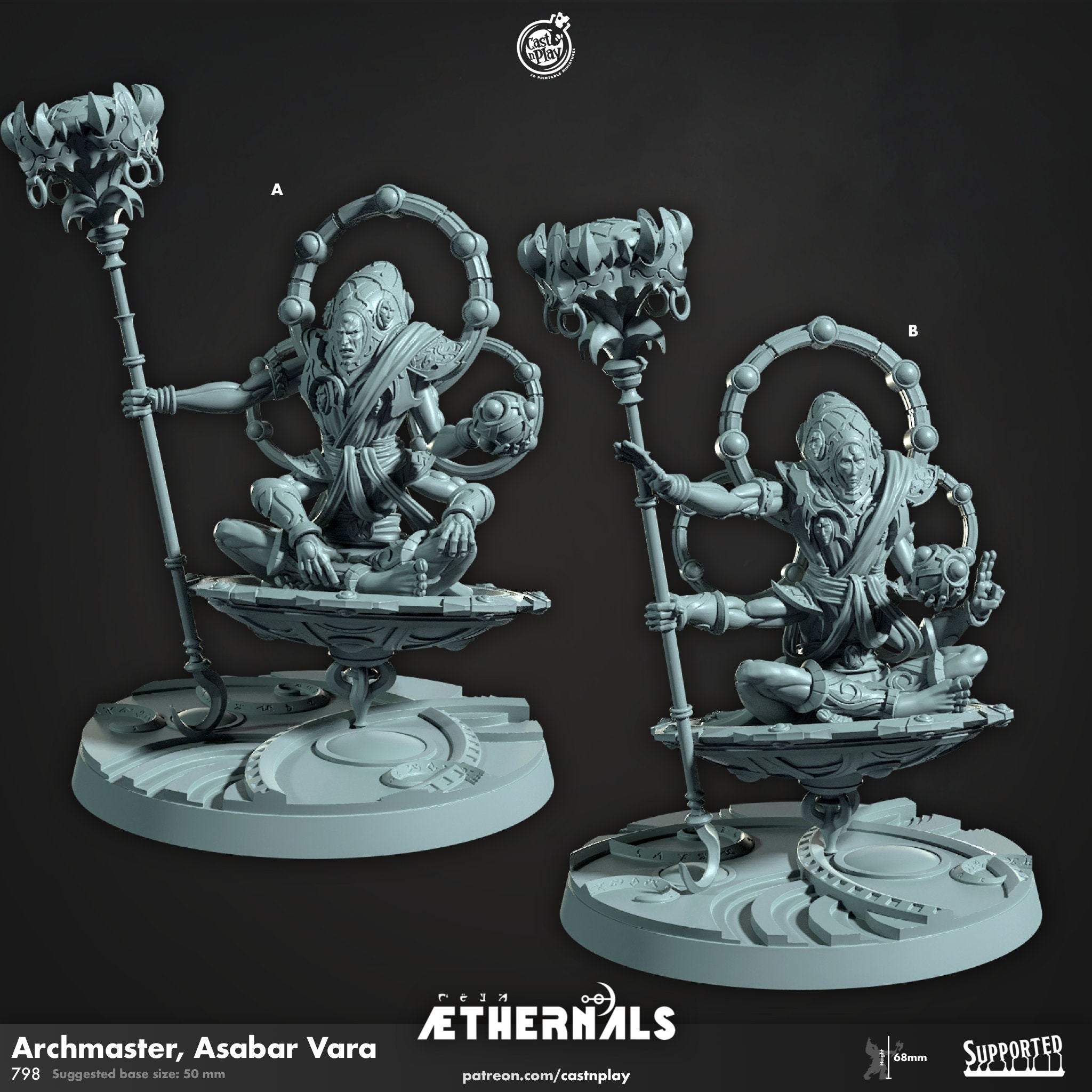 AETHERNALS "Archmaster Asabar Var" | DnD 12K | Wargaming | Dungeons and Dragons | Pathfinder | Tabletop | RPG | Scifi | 28-32 mm-Role Playing Miniatures