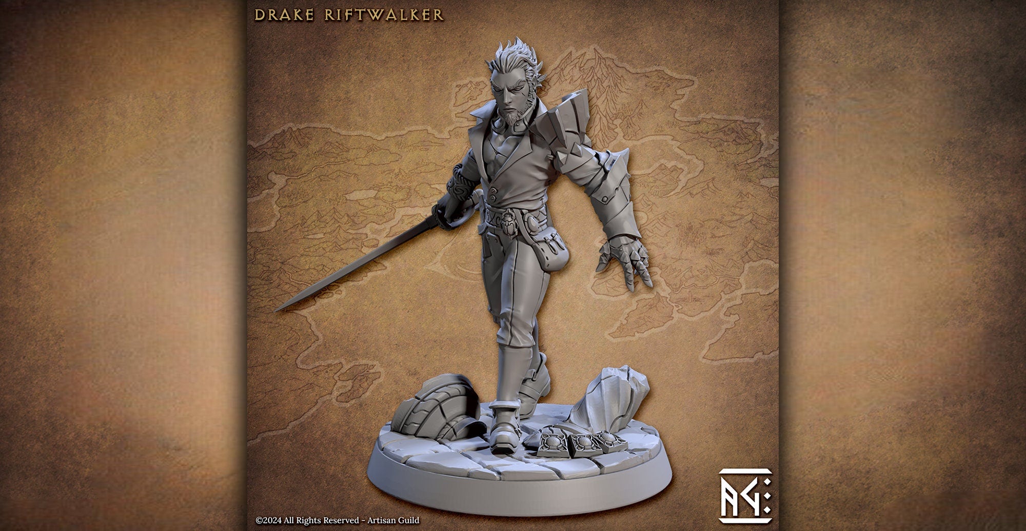 Duelist "Drake" Fighter | Dungeons and Dragons | DnD 12K Print | Pathfinder | Tabletop | 28-32 mm | Wargaming-Role Playing Miniatures