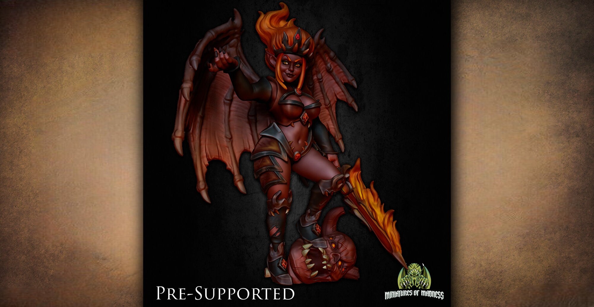Tiefling "Demory, The Devil Queen" | Dungeons and Dragons | DnD 12K Print | Pathfinder | Tabletop | Rpg | Wargaming | 28-32 mm | TTRPG-Role Playing Miniatures
