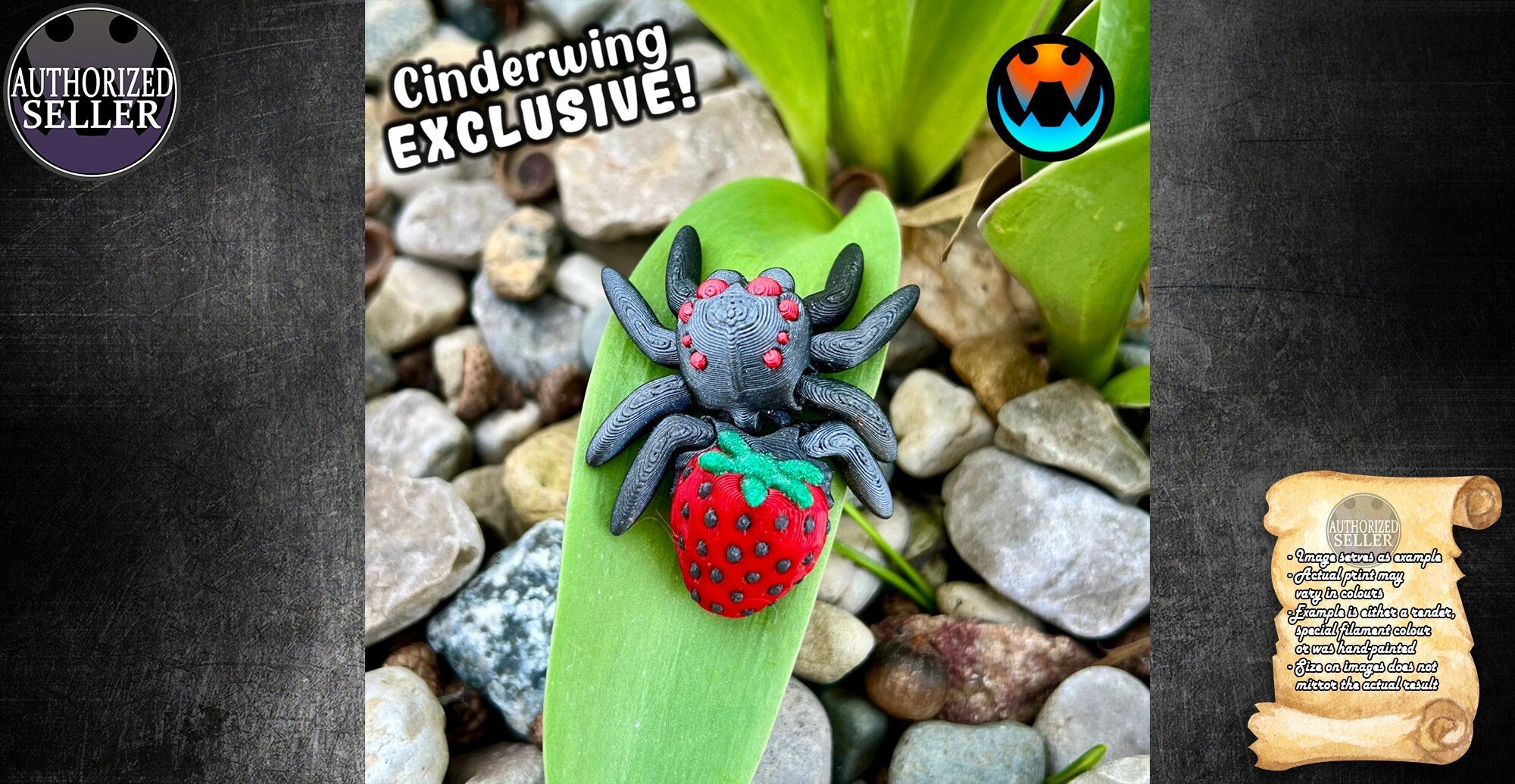 Strawberry Tiny Spider | ARTICULATED TOY | Toys | Fidget Toy | Accessoire | Collectible | Kids Toy | 3D Print | Made in Germany-Toys