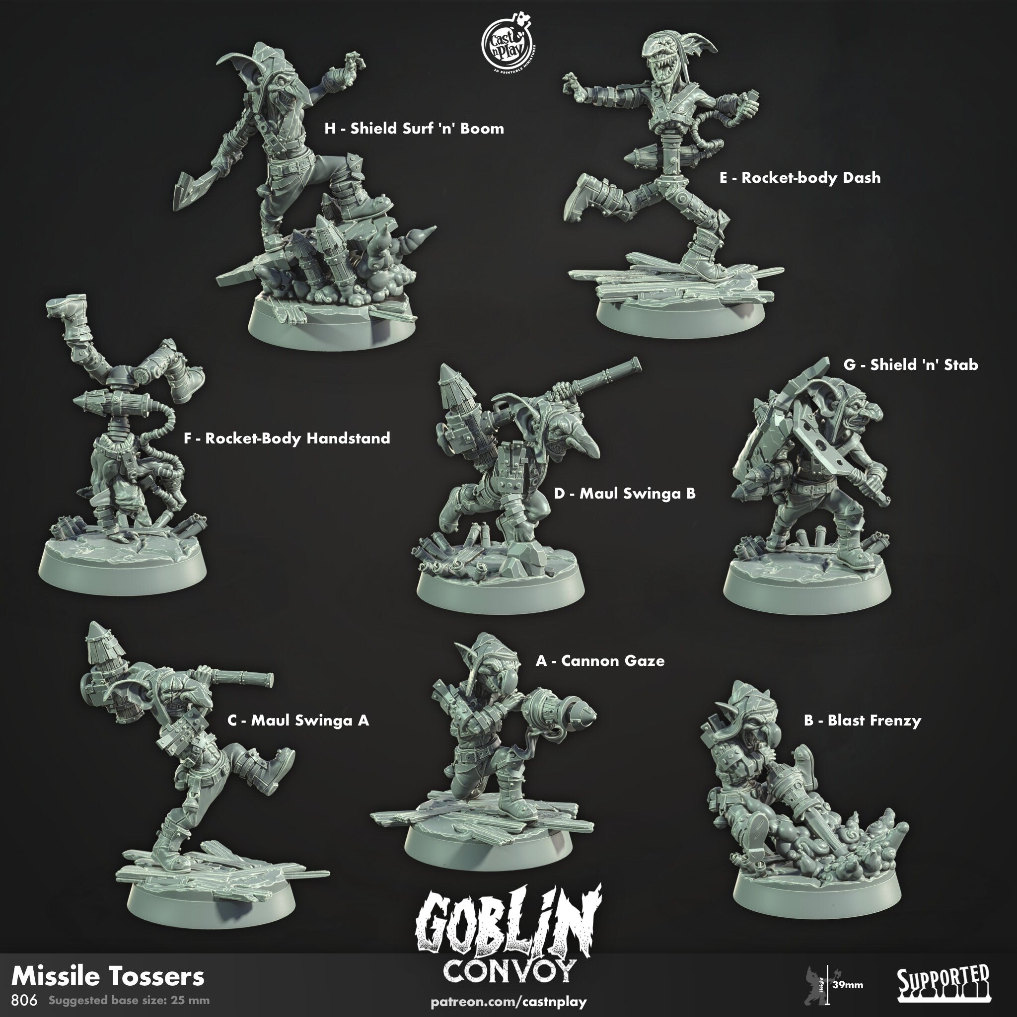 Goblin Missile Tossers | DnD 12K | Wargaming | Dungeons and Dragons | Pathfinder | Tabletop | RPG | Scifi | 28-32 mm-Role Playing Miniatures