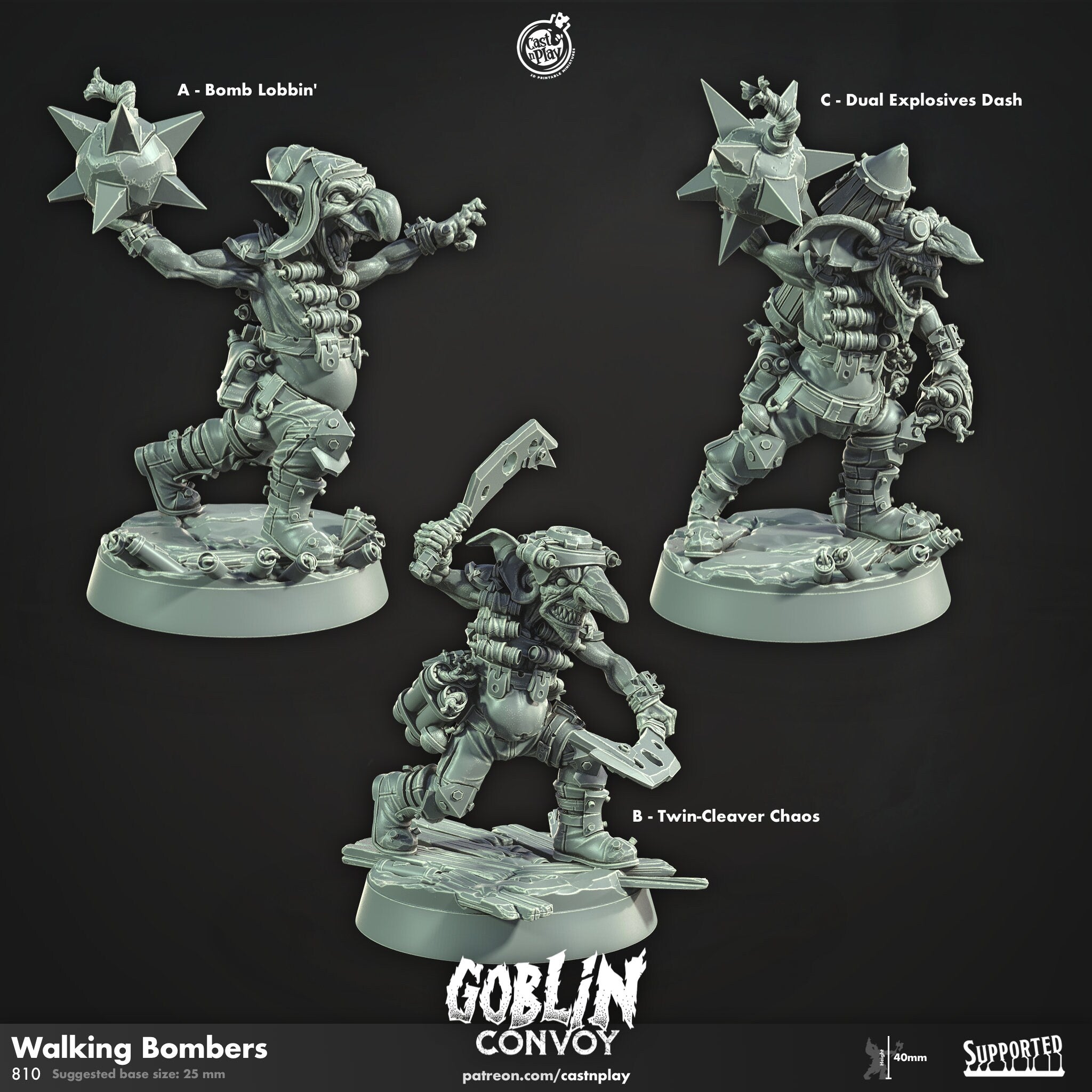 Goblin Walking Bombers | DnD 12K | Wargaming | Dungeons and Dragons | Pathfinder | Tabletop | RPG | Scifi | 28-32 mm-Role Playing Miniatures