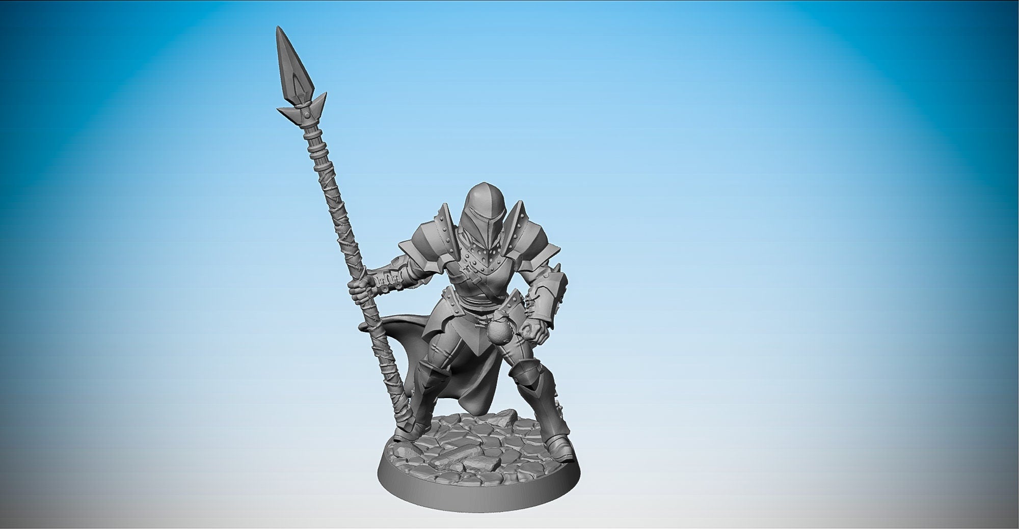 Female WARRIOR with HELMET "Spear" | Dungeons and Dragons | DnD | Pathfinder | Tabletop | RPG | Hero Size | 28 mm-Role Playing Miniatures