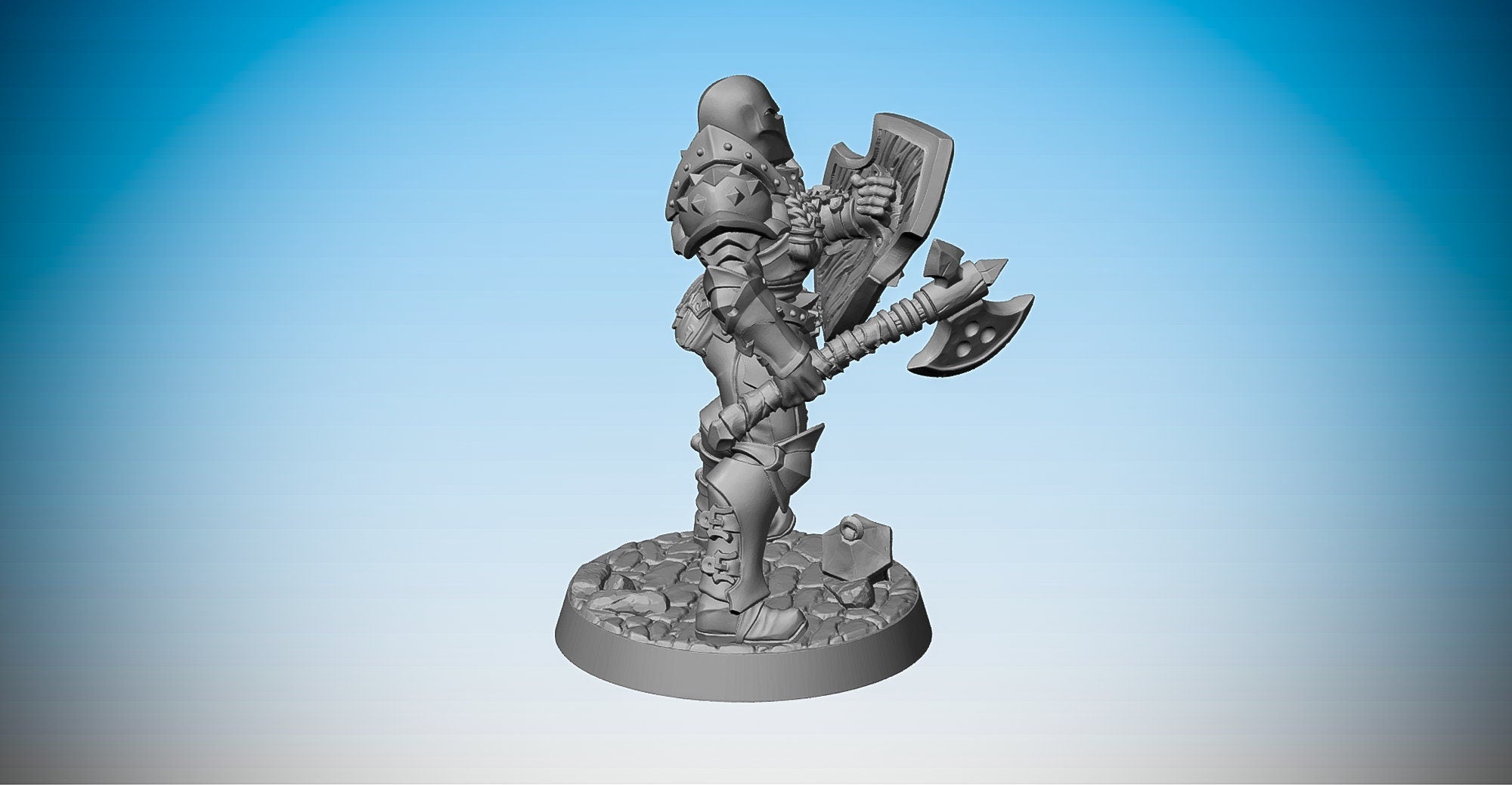 Female WARRIOR with HELMET "Axe & Shield"-Role Playing Miniatures