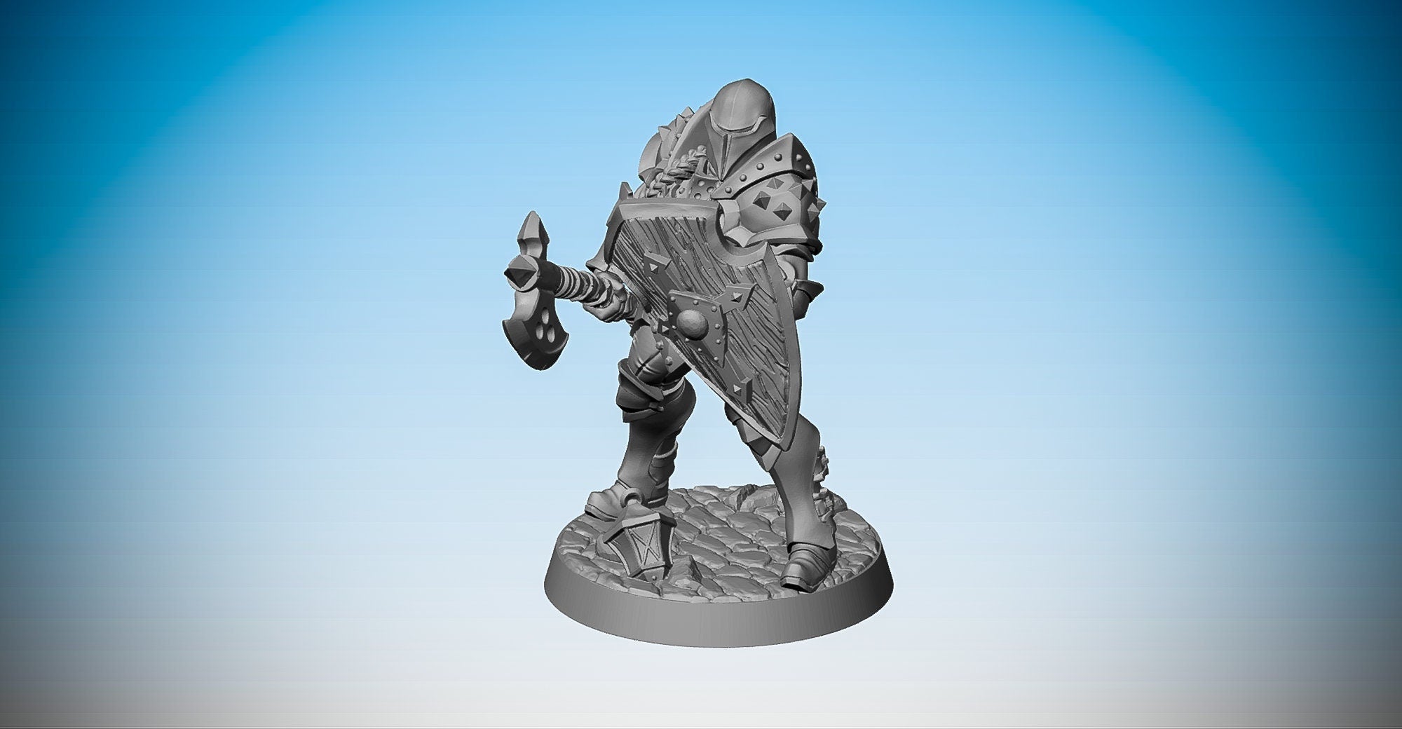 Female WARRIOR with HELMET "Axe & Shield"-Role Playing Miniatures