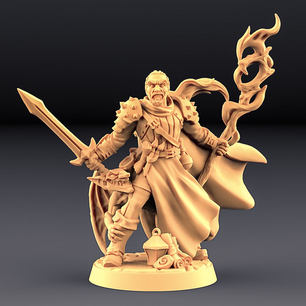 HUMAN WARLOCK "Wappellious Spellbrush" | Dungeons and Dragons | DnD | Pathfinder | Tabletop | RPG | Hero Size | 28 mm-Role Playing Miniatures