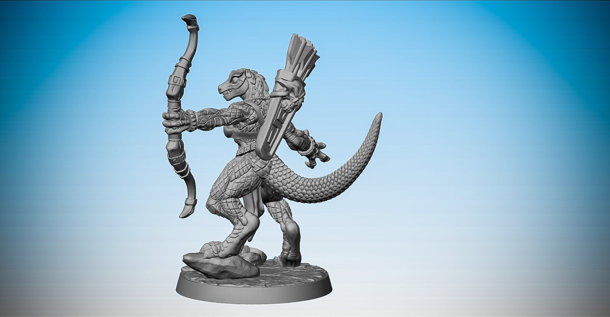 LIZARDFOLK ARCHER, female | Dungeons and Dragons | DnD | Pathfinder | Tabletop | RPG | Hero Size | 28 mm-Role Playing Miniatures