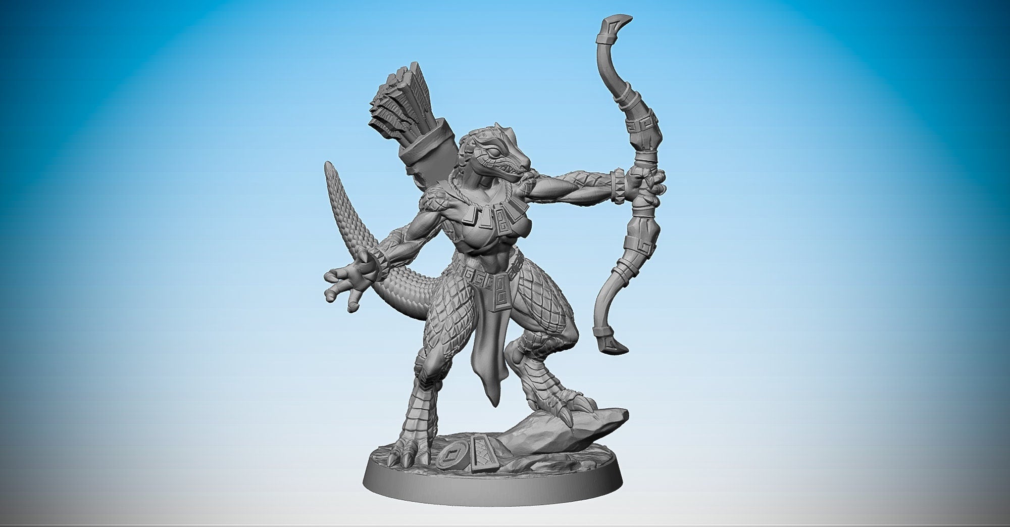 LIZARDFOLK ARCHER, female | Dungeons and Dragons | DnD | Pathfinder | Tabletop | RPG | Hero Size | 28 mm-Role Playing Miniatures