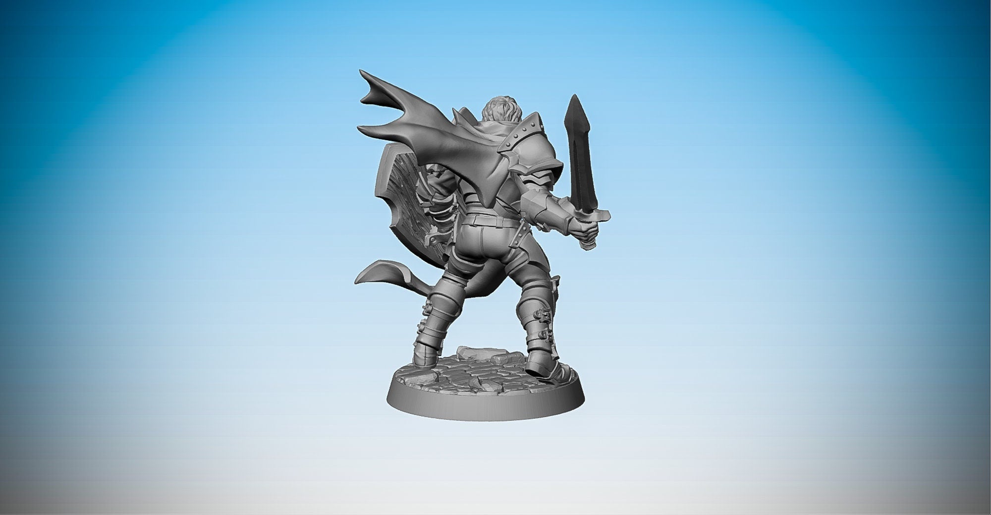 HUMAN WARRIOR "Sword & Shield" | Dungeons and Dragons | DnD | Pathfinder | Tabletop | RPG | Hero Size | 28 mm-Role Playing Miniatures
