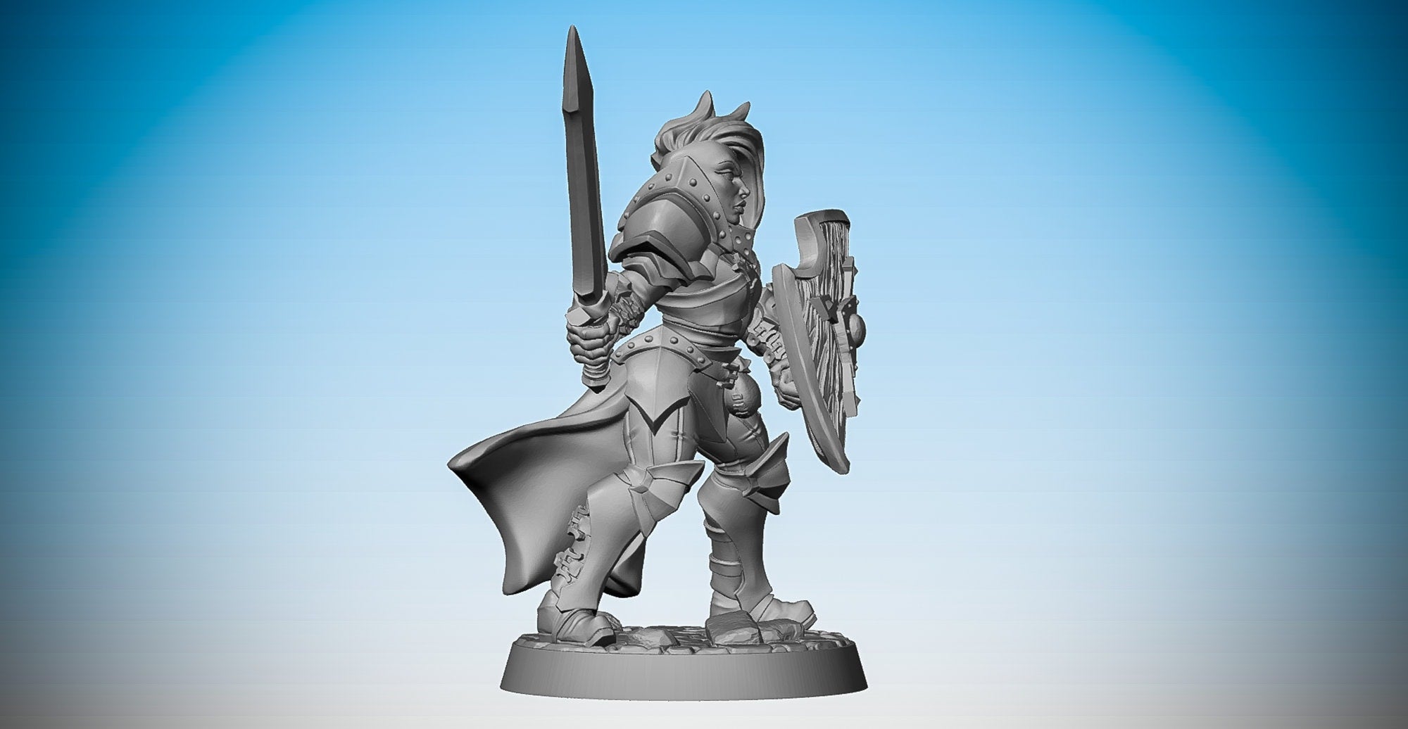 Female HUMAN WARRIOR "Sword & Shield"-Role Playing Miniatures