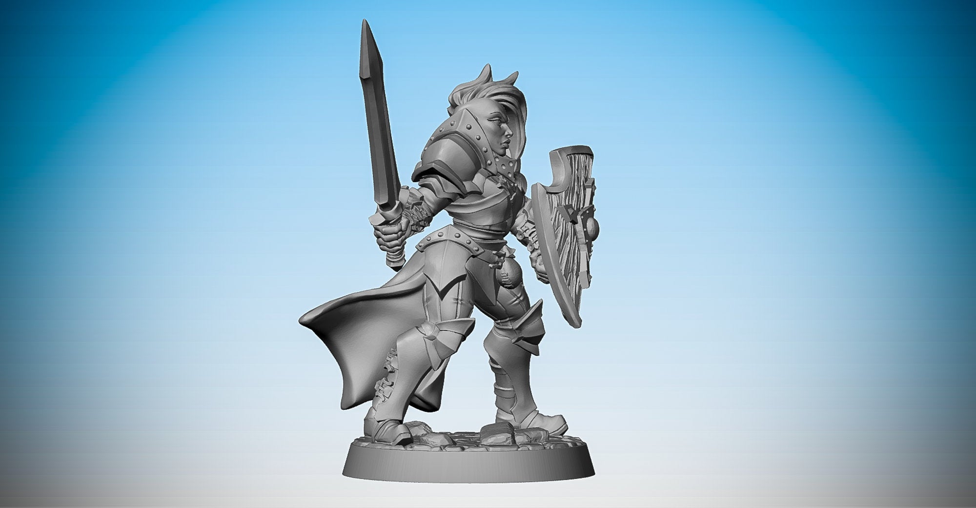 Female HUMAN WARRIOR "Sword & Shield"-Role Playing Miniatures
