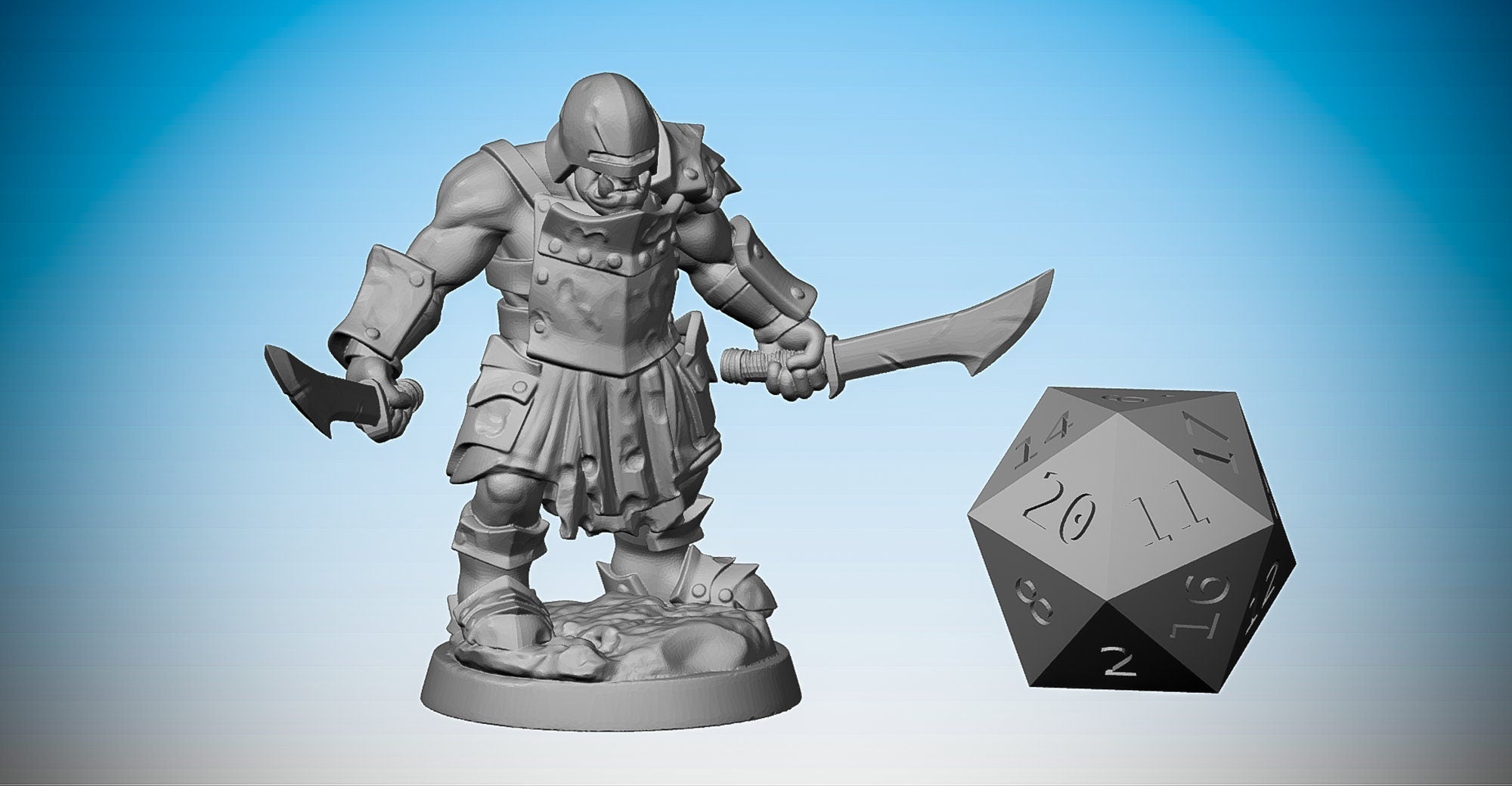 ORK Uruk-hai "Dual Sword Ripper" | Dungeons and Dragons | DnD | Pathfinder | Tabletop | RPG | Hero Size | 28 mm-Role Playing Miniatures