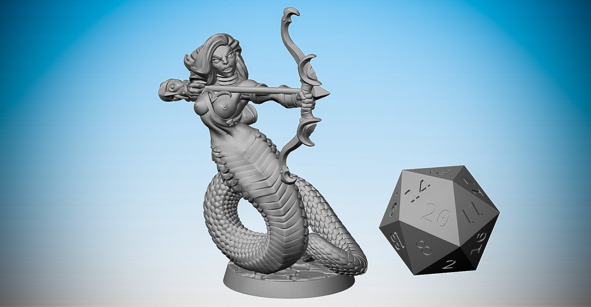 YUAN-TI Serpentfolk "Archer" (2 Versions) #02 of #03 | Dungeons and Dragons | DnD | Pathfinder | Tabletop | RPG | Hero Size | 28 mm-Role Playing Miniatures