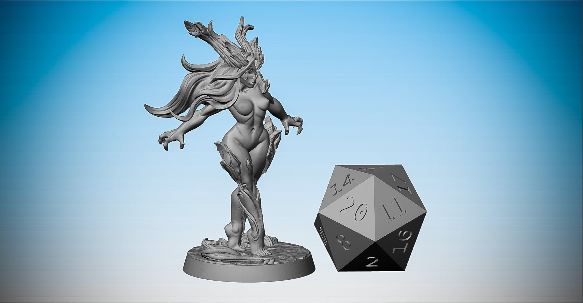 SEXY PINUP Elf Dryad "Aidreth Treeborn" | Dungeons and Dragons | DnD | Pathfinder | Tabletop | RPG | Hero Size | 28 mm-Role Playing Miniatures