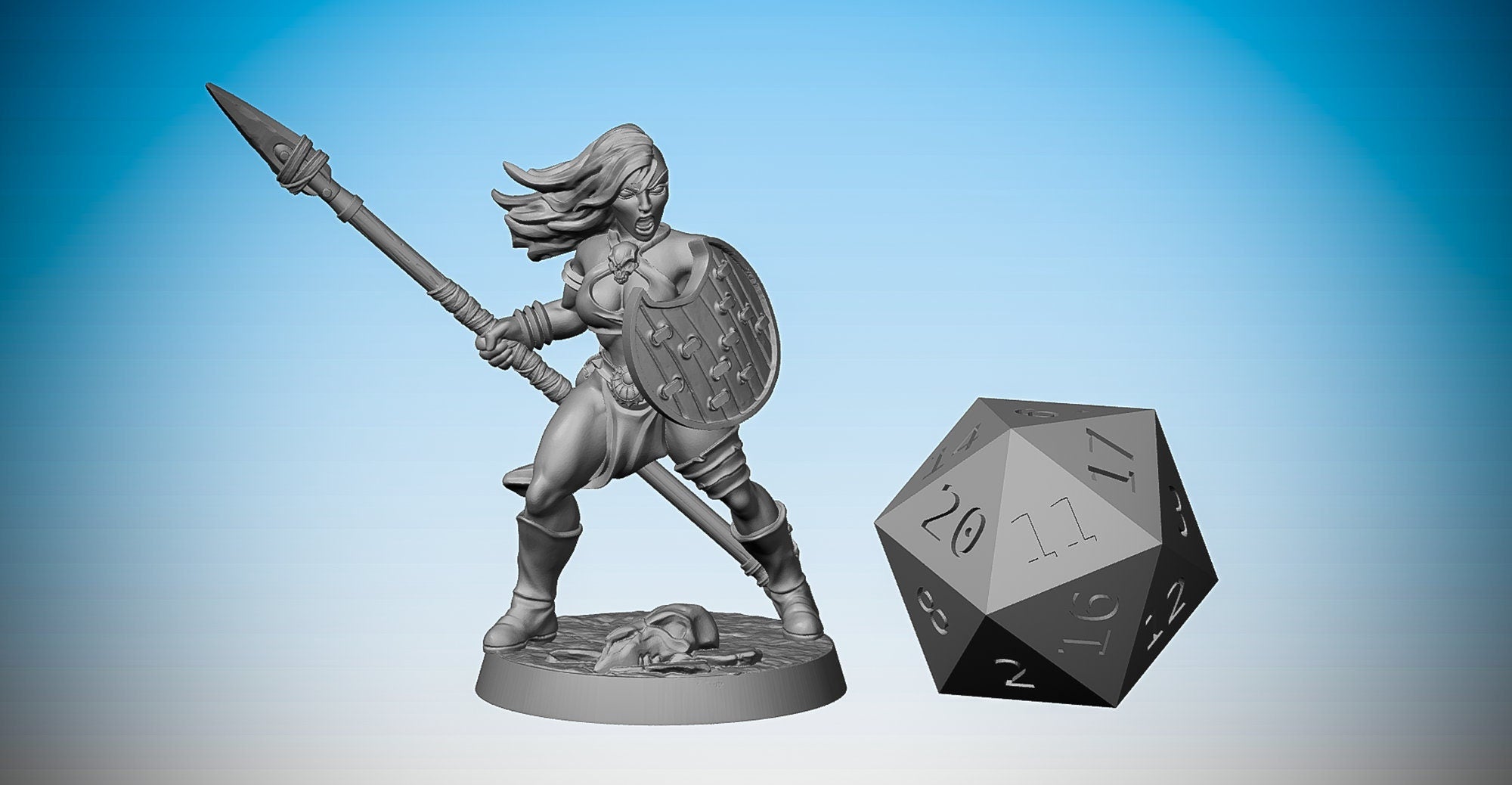 AMAZON Spear & Shield #02 of #03 | Dungeons and Dragons | DnD | Pathfinder | Tabletop | RPG | Hero Size | 28 mm-Role Playing Miniatures