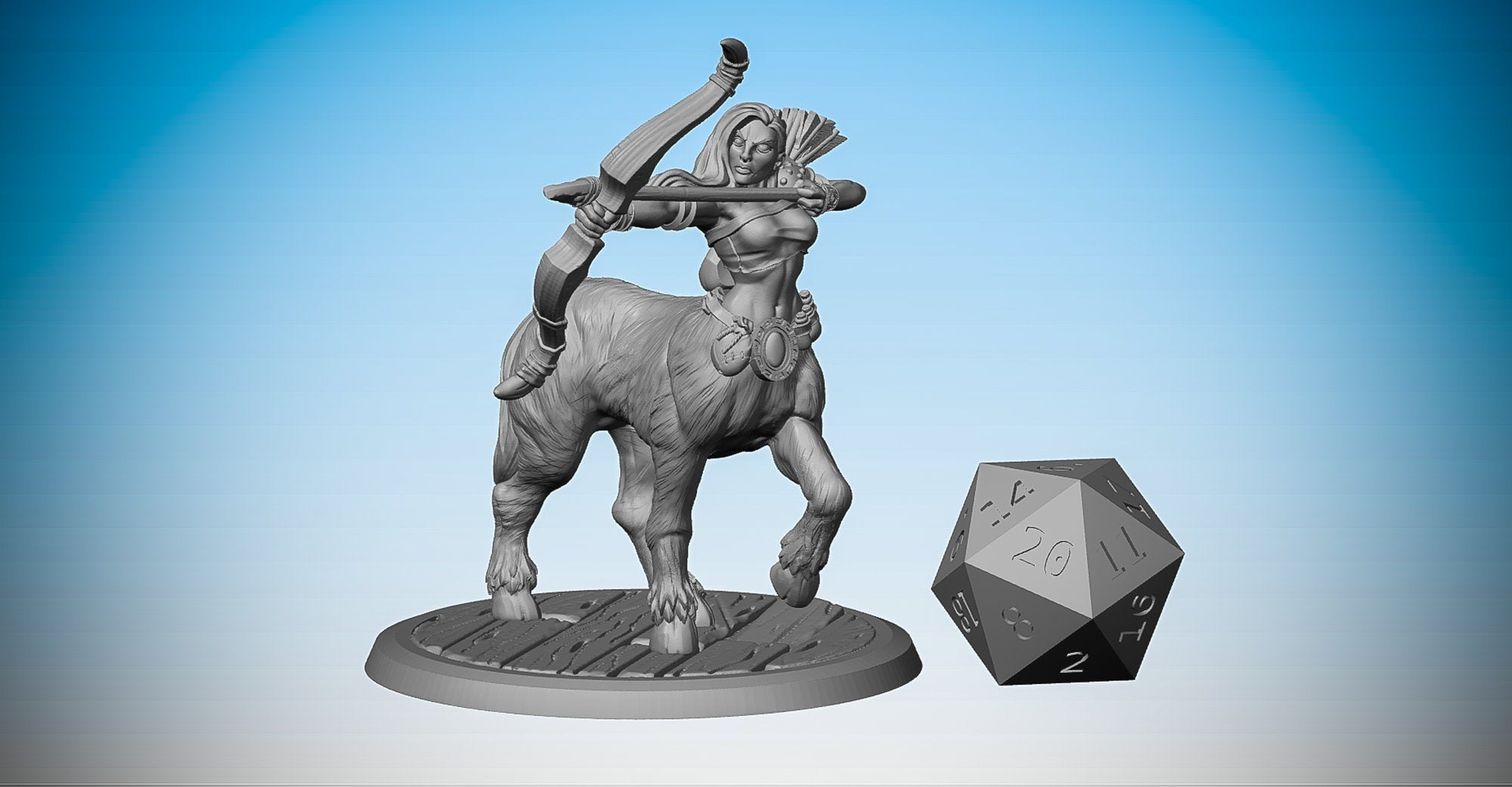 CENTAUR ARCHER Female | 3D Print Mini | Resin | Dungeons and Dragons | Pathfinder | Tabletop | RPG | Hero Size | 28 mm-Role Playing Miniatures