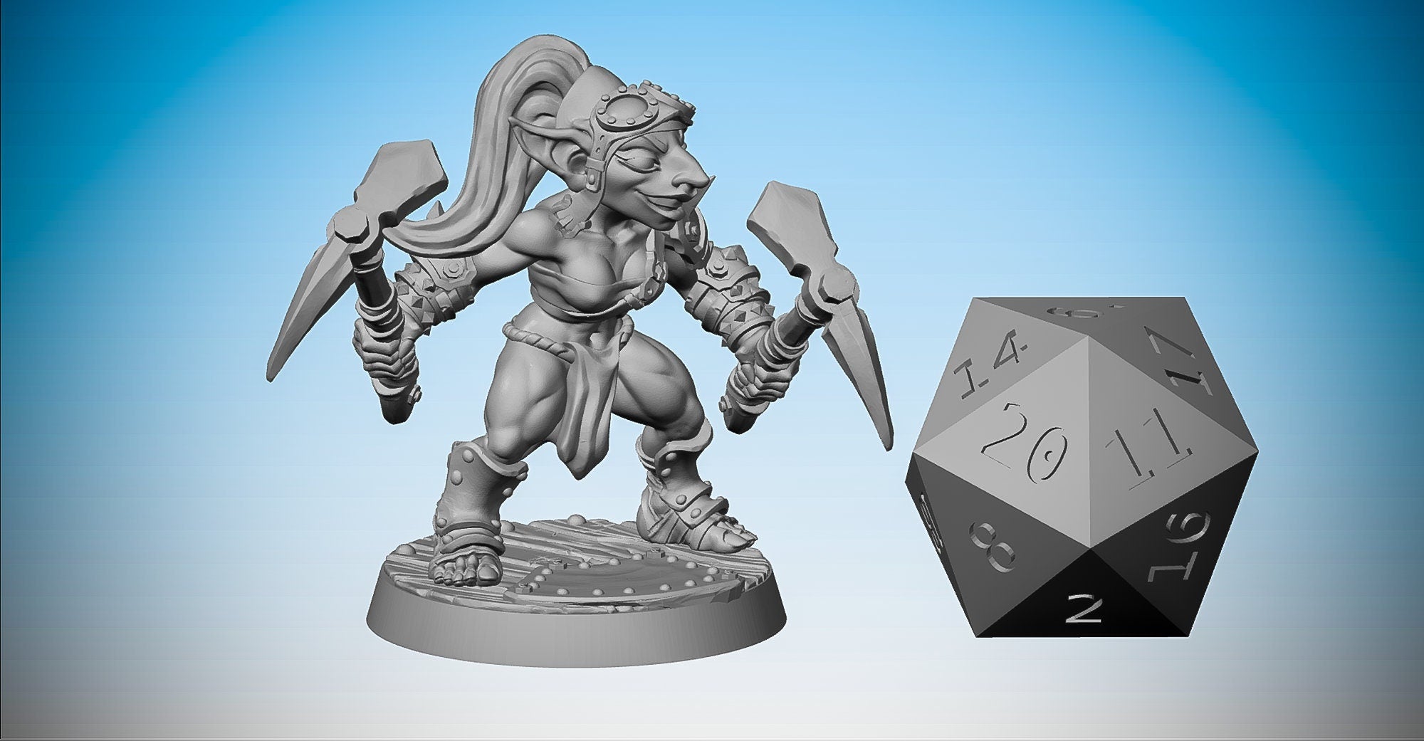 GOBLIN FEMALE "2 Pickaxes"-Role Playing Miniatures