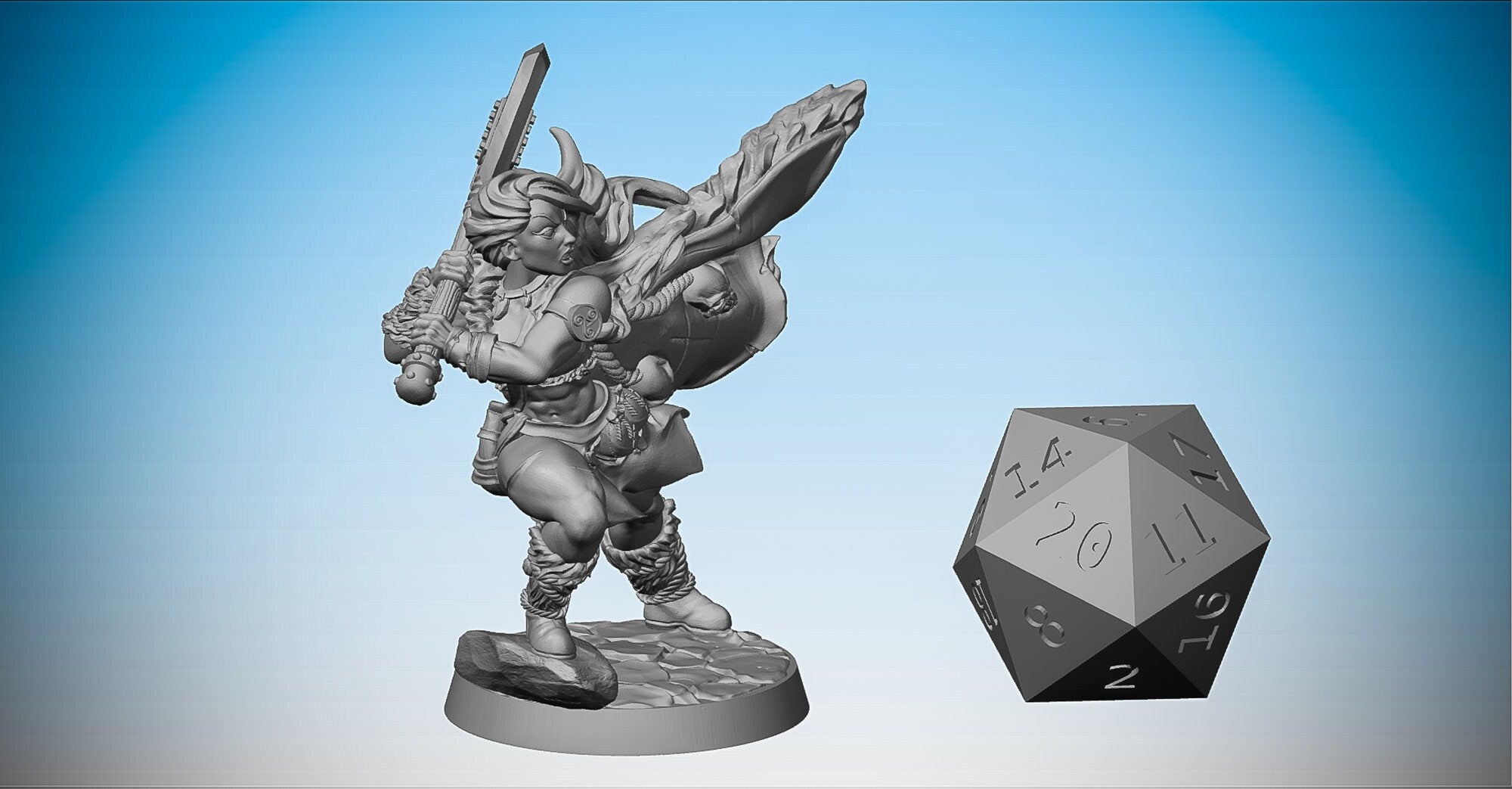 AMAZON BARBARIAN "Axe Battlemaster" | Dungeons and Dragons | DnD | Pathfinder | Tabletop | RPG | Hero Size | 28 mm-Role Playing Miniatures