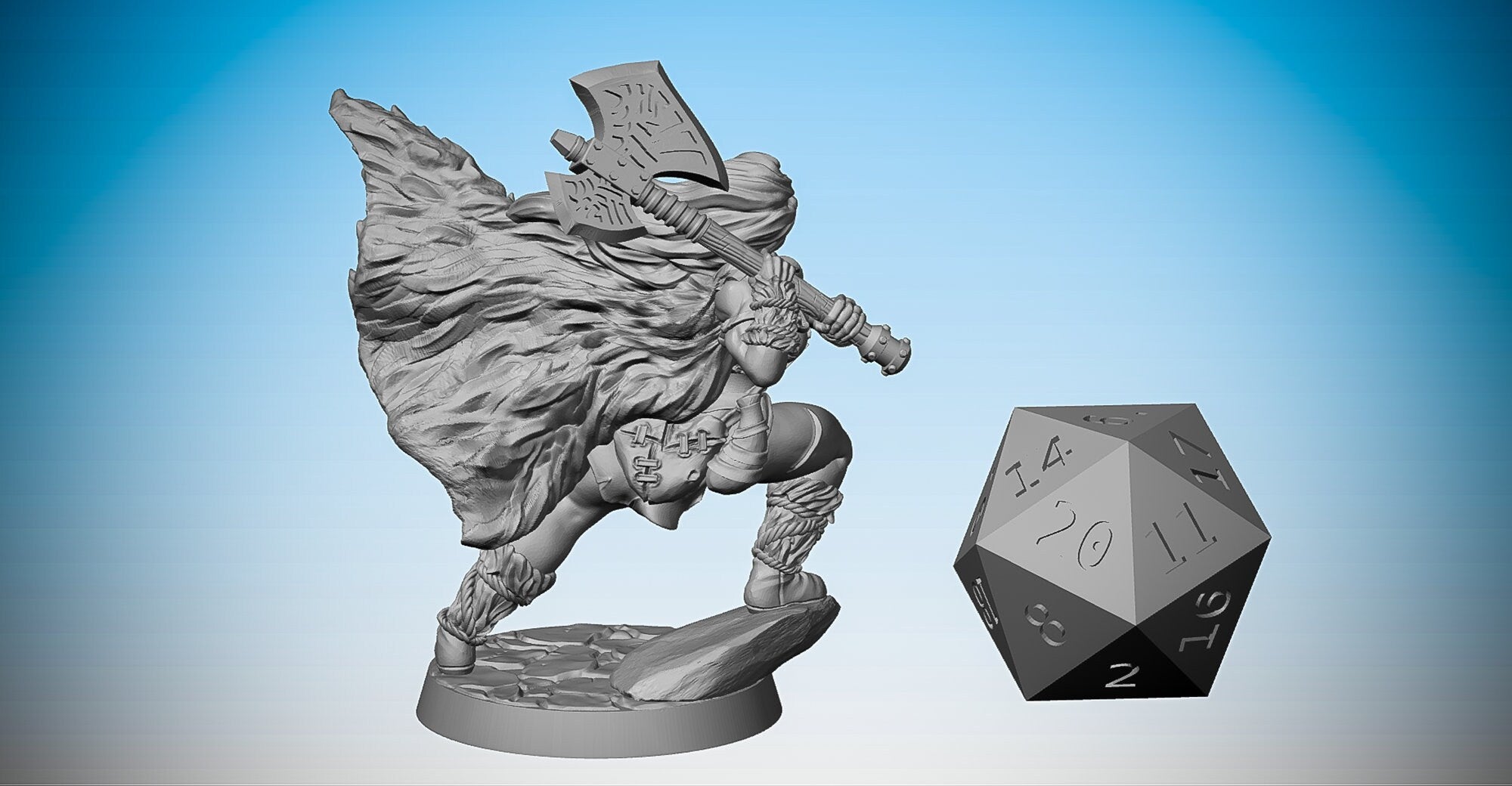 AMAZON BARBARIAN "Axe Battlemaster" | Dungeons and Dragons | DnD | Pathfinder | Tabletop | RPG | Hero Size | 28 mm-Role Playing Miniatures
