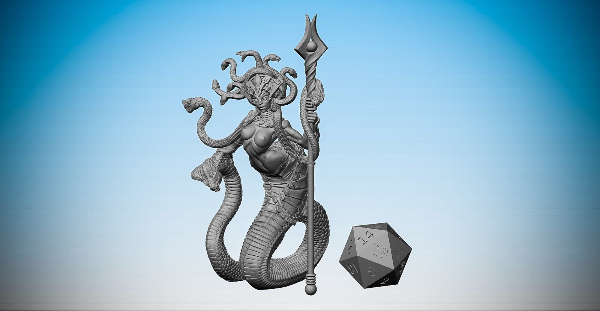 YUAN-TI Serpentfolk "Queen" | Dungeons and Dragons | DnD | Pathfinder | Tabletop | RPG | Hero Size | 28 mm-Role Playing Miniatures