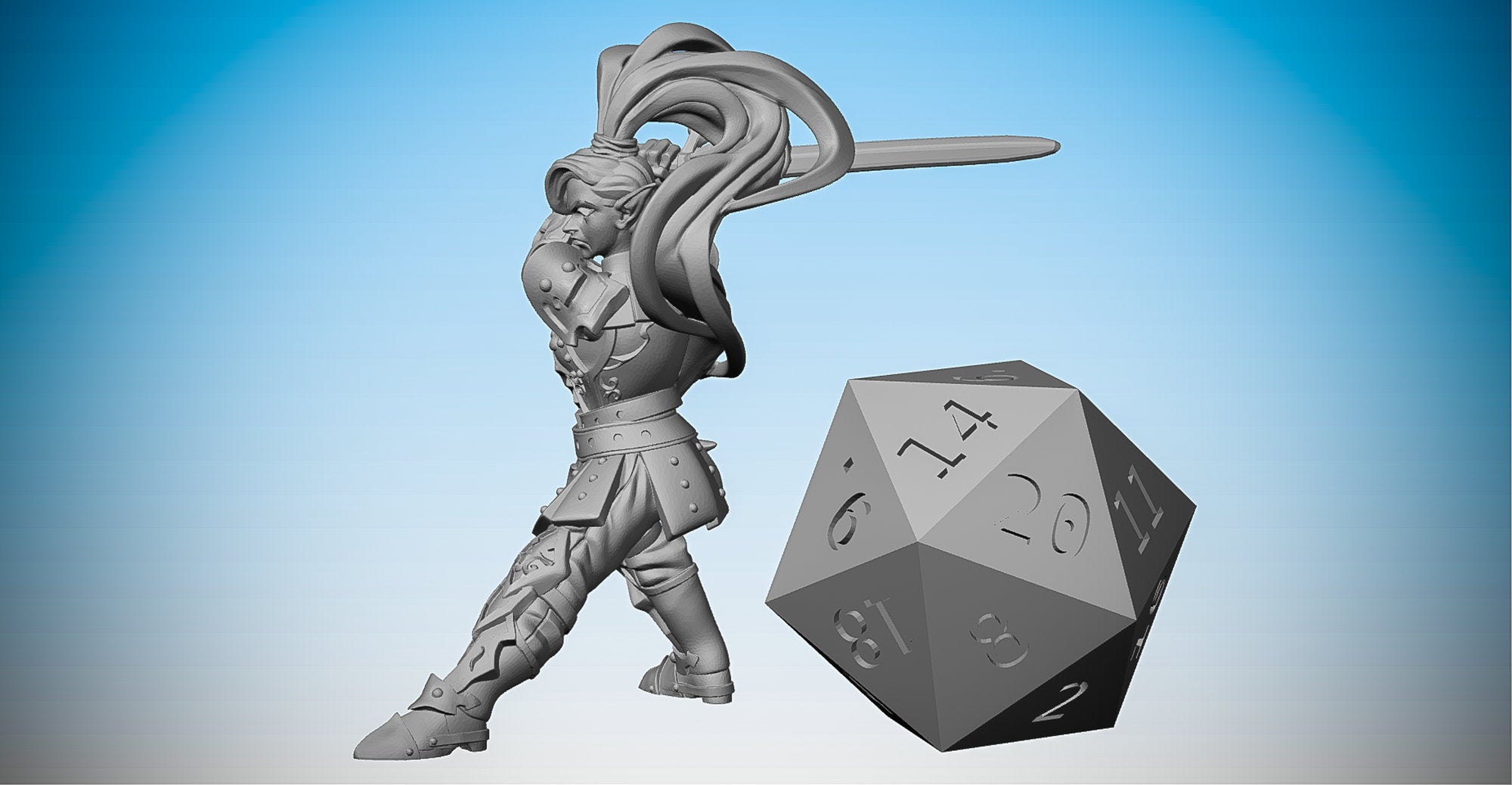 ELF WARRIOR "Two-handed"-Role Playing Miniatures