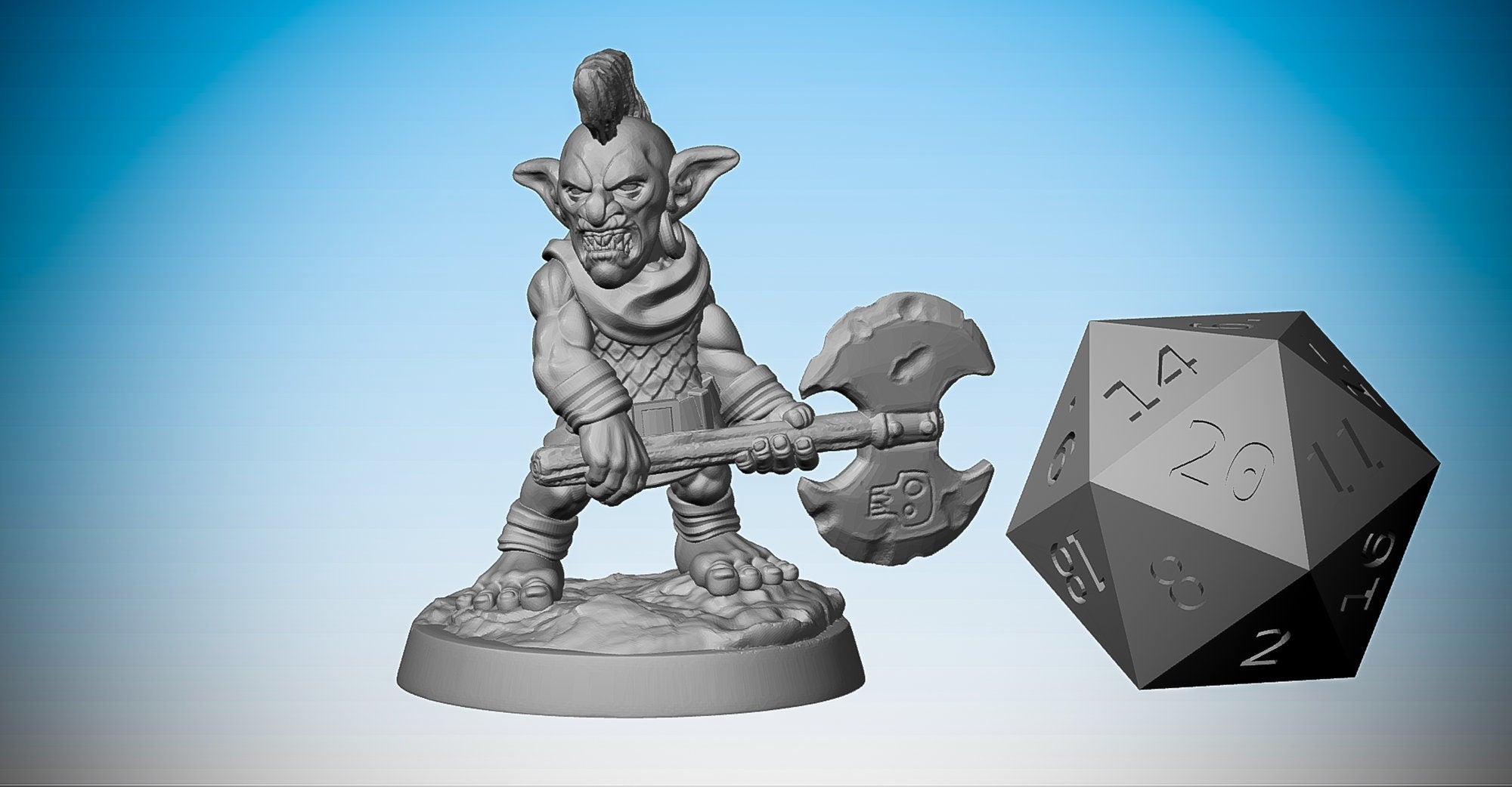 GOBLIN "Barbarian" | Dungeons and Dragons | DnD | Pathfinder | Tabletop | RPG | Hero Size | 28 mm-Role Playing Miniatures