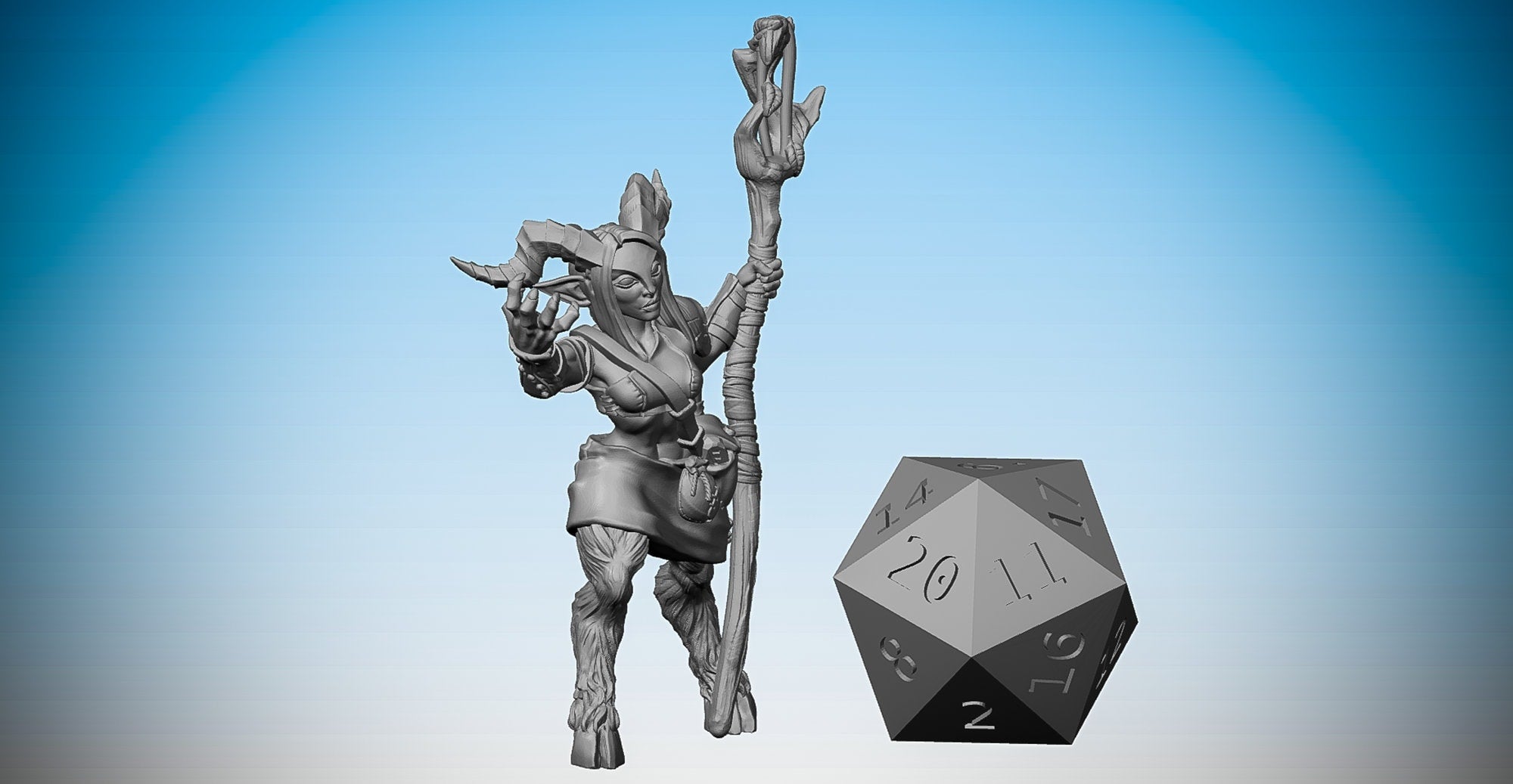 SATYR FEMALE "Shaman" | Dungeons and Dragons | DnD | Pathfinder | Tabletop | RPG | Hero Size | 28 mm-Role Playing Miniatures