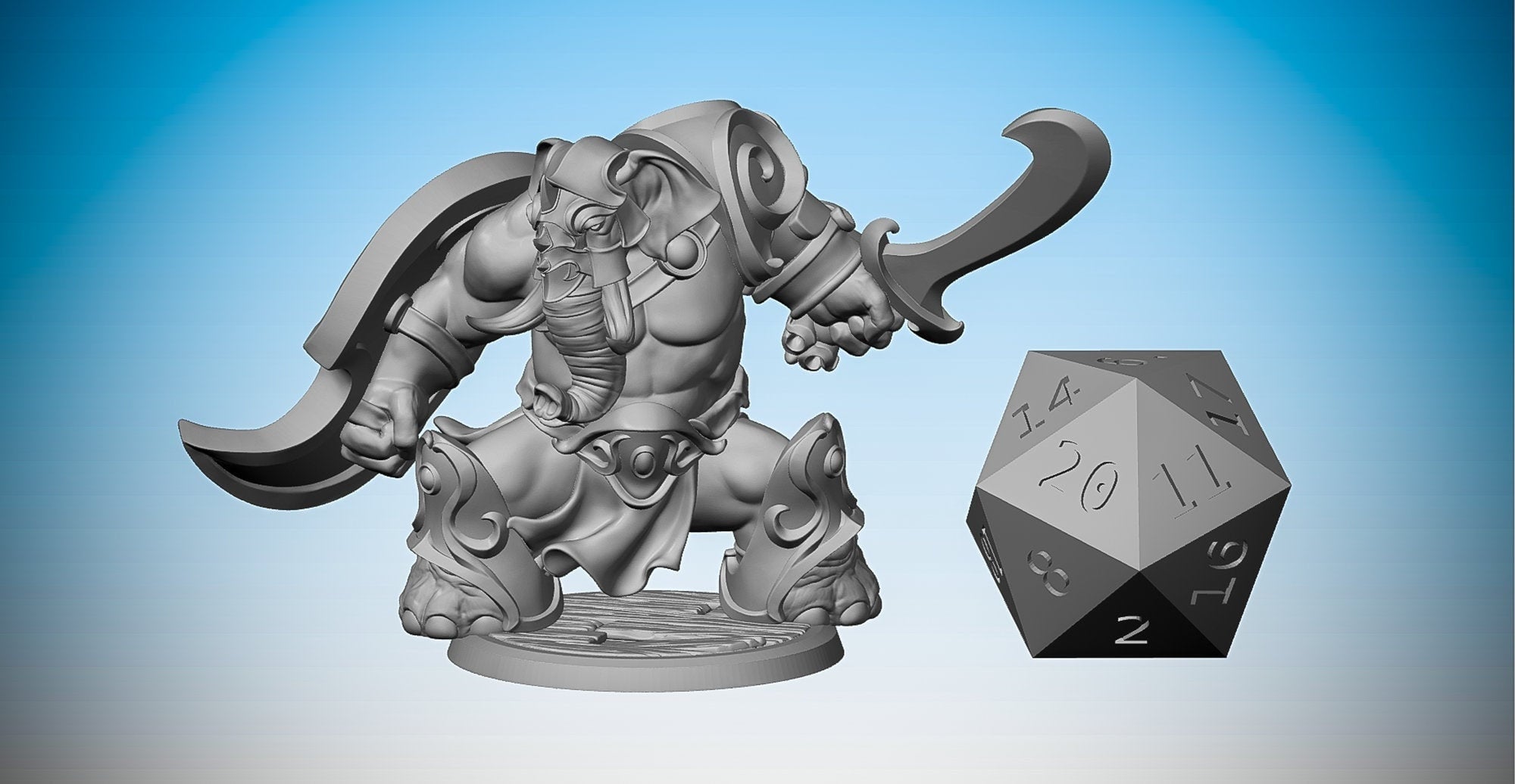 LOXODON FIGHTER | Dungeons and Dragons | DnD | Pathfinder | Tabletop | RPG | Hero Size | 28 mm-Role Playing Miniatures