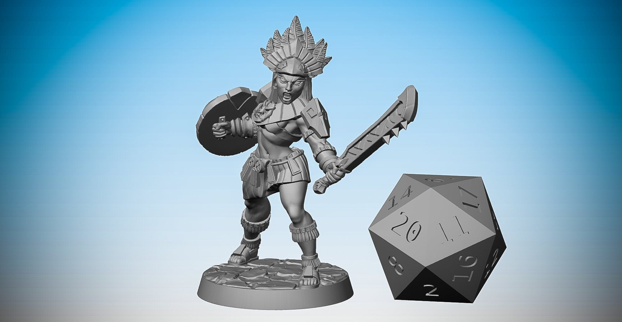 INKA AMAZON Sword & Shield | Dungeons and Dragons | DnD | Pathfinder | Tabletop | RPG | Hero Size | 28 mm-Role Playing Miniatures