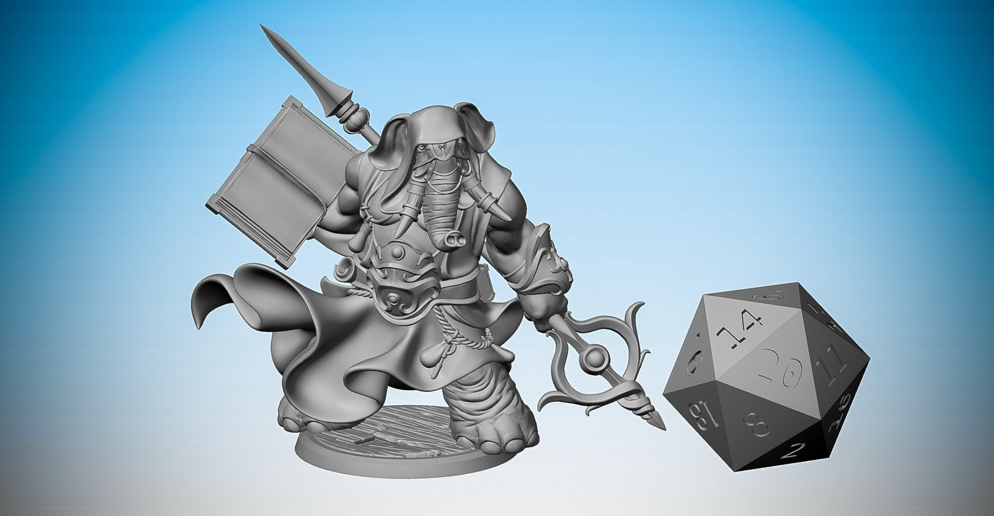 LOXODON CLERIC | Dungeons and Dragons | DnD | Pathfinder | Tabletop | RPG | Hero Size | 28 mm-Role Playing Miniatures