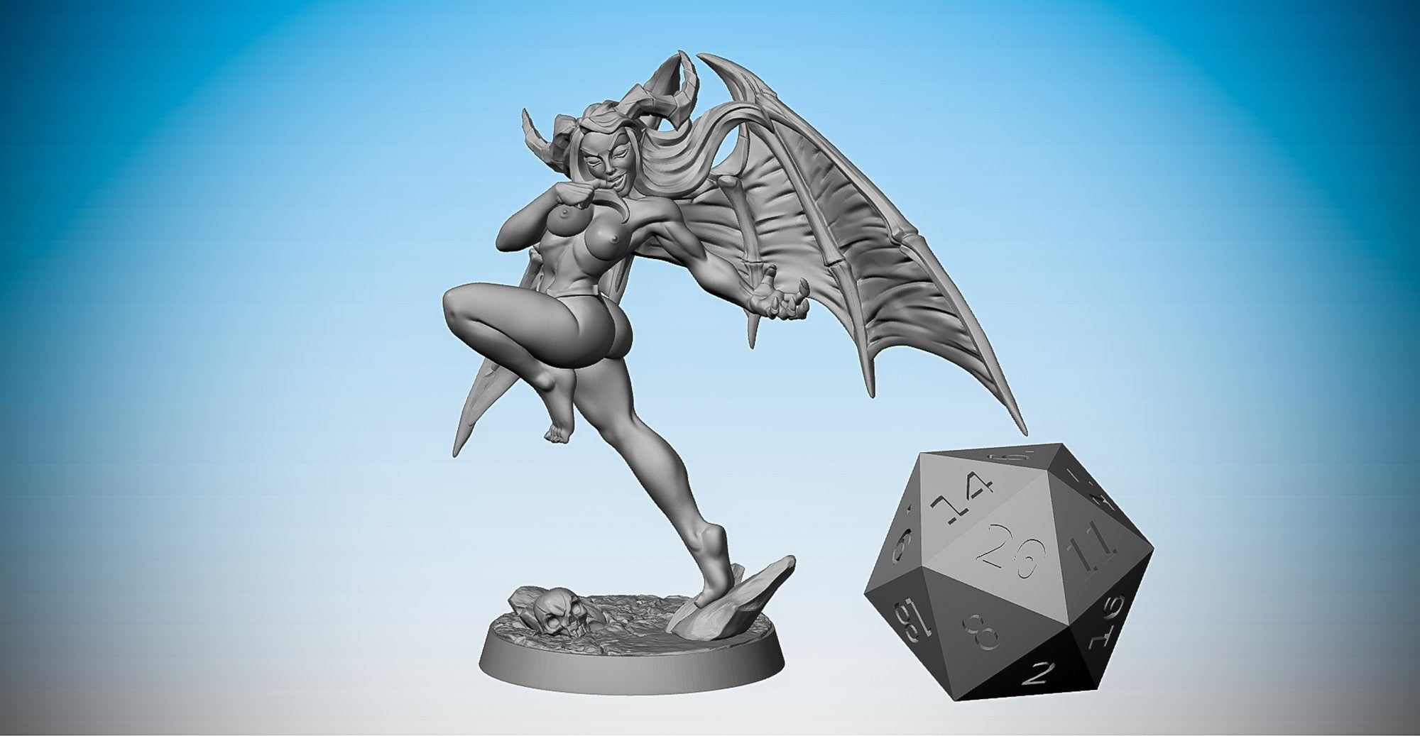 SUCCUBUS DEMON "Aya" (up to 14 cm!) | Dungeons and Dragons | DnD | Pathfinder | Tabletop | RPG | Hero Size | 28 mm-Role Playing Miniatures