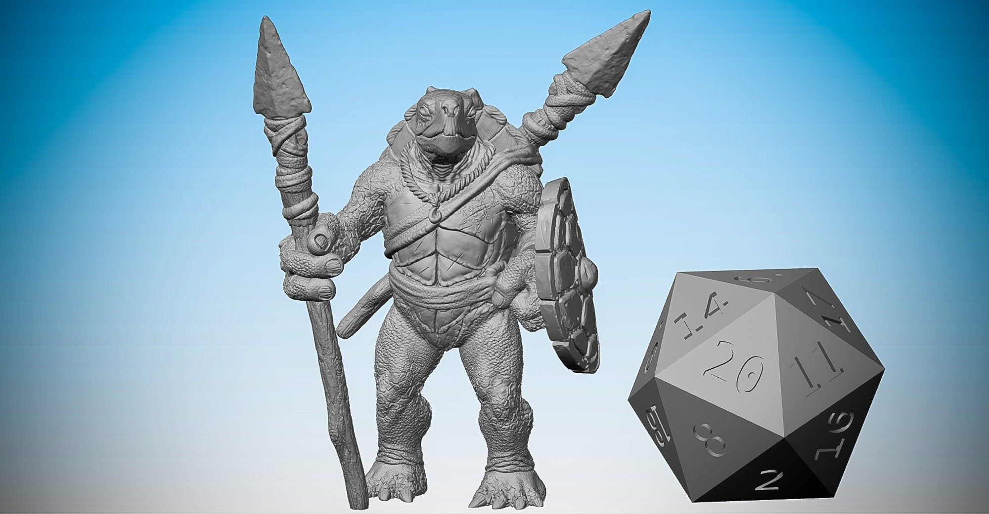 TORTLE FOLK "Spear Thrower" 2 Versions | Dungeons and Dragons | DnD | Pathfinder | Tabletop | RPG | Hero Size | 28 mm-Role Playing Miniatures