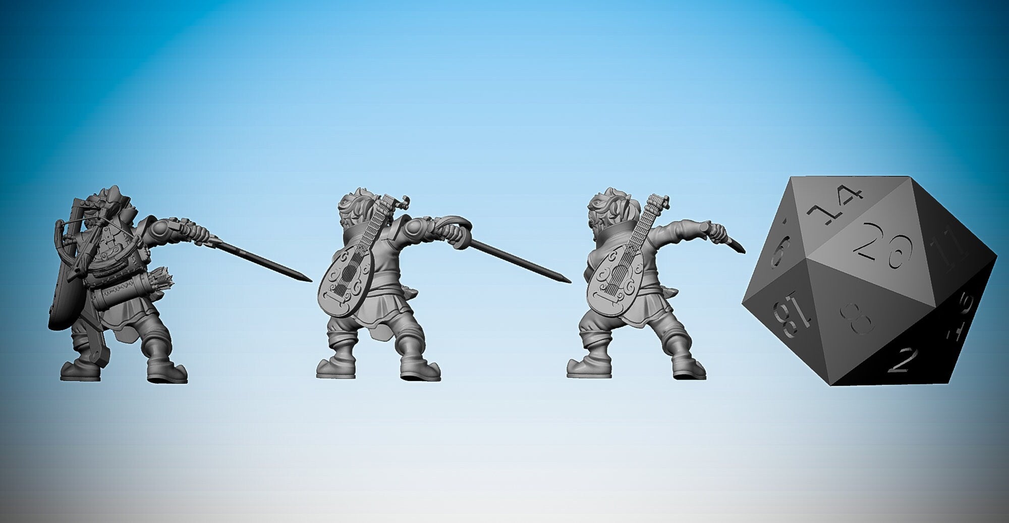 HALFLING BARD | 3 Versions-Role Playing Miniatures